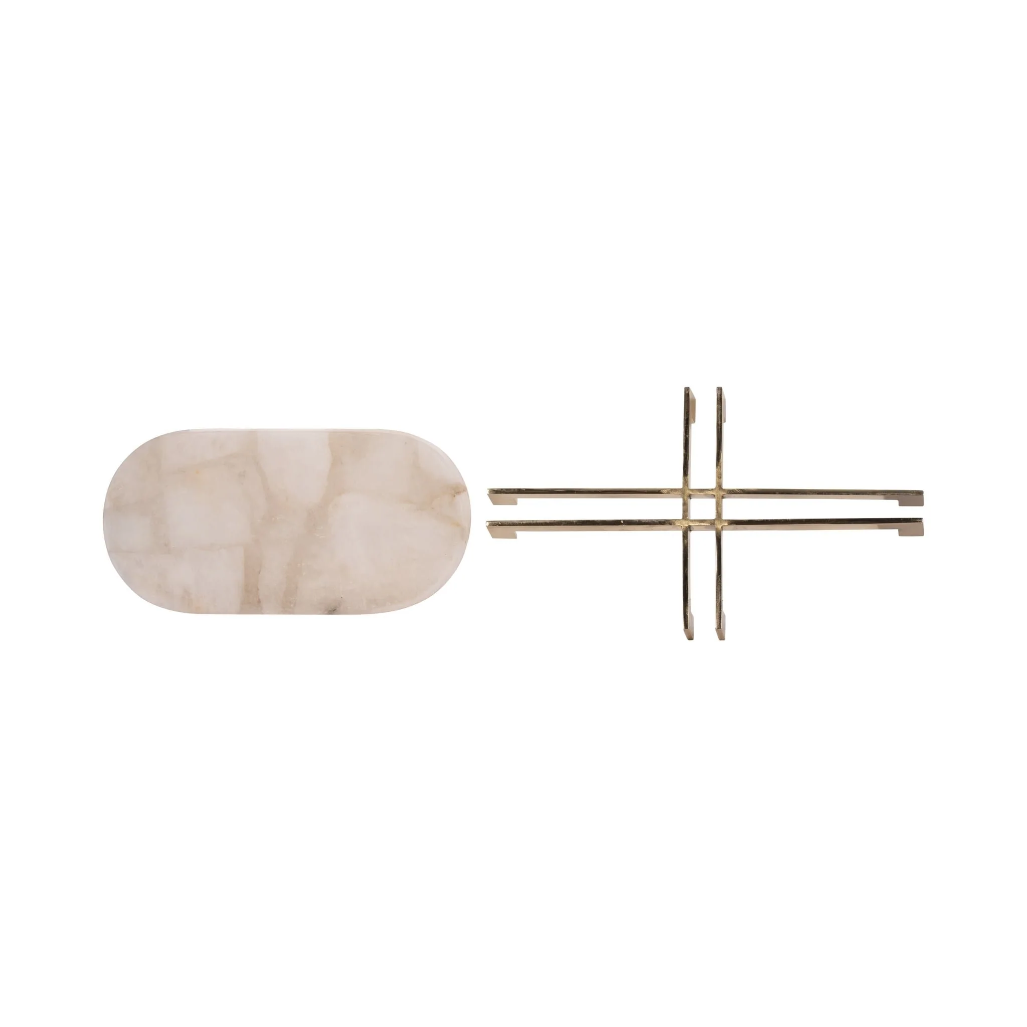 Quartz, 14" White Tray With Gold Details, White/go - Image 7