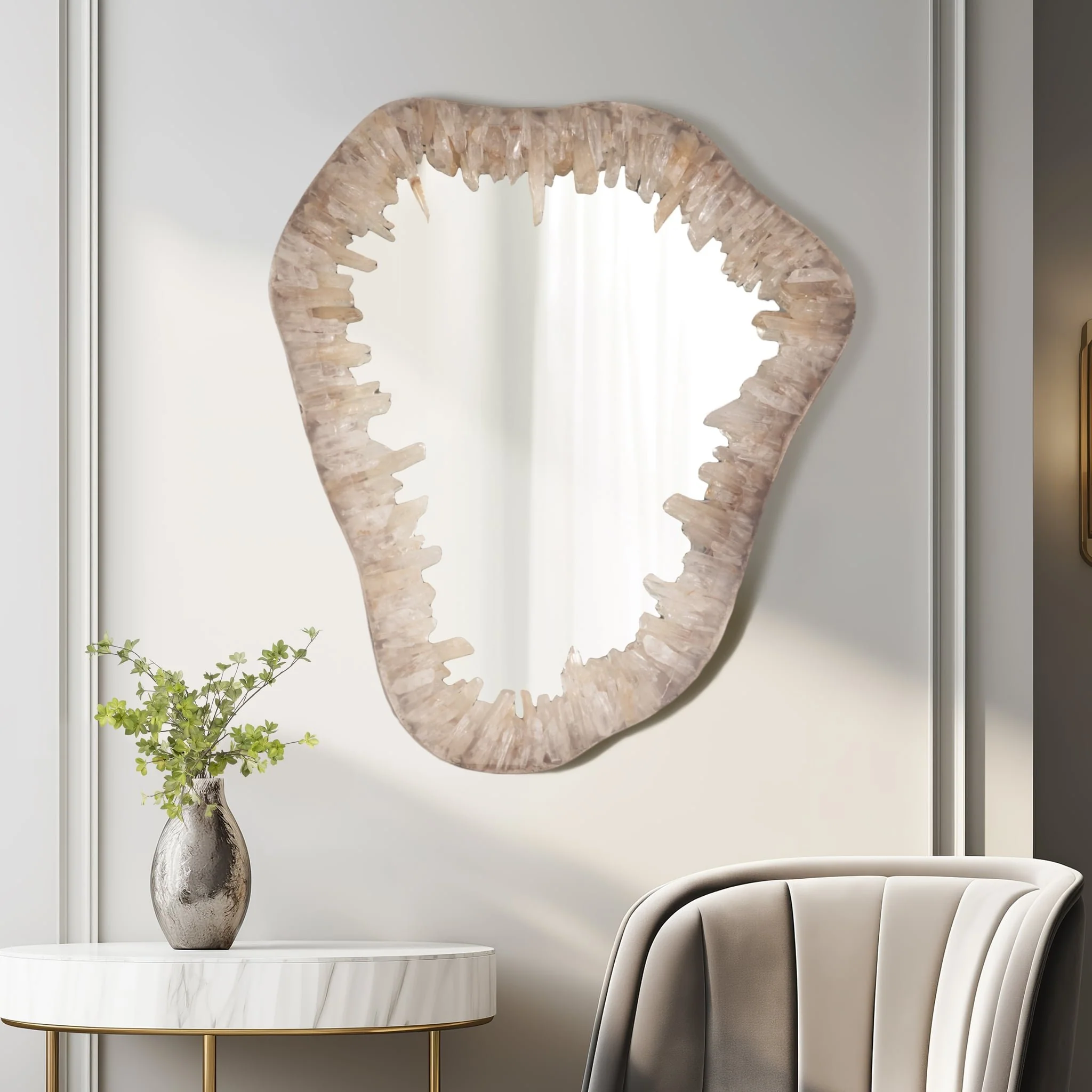 Quartz, 25" Organic Mirror, Ivory - Image 9