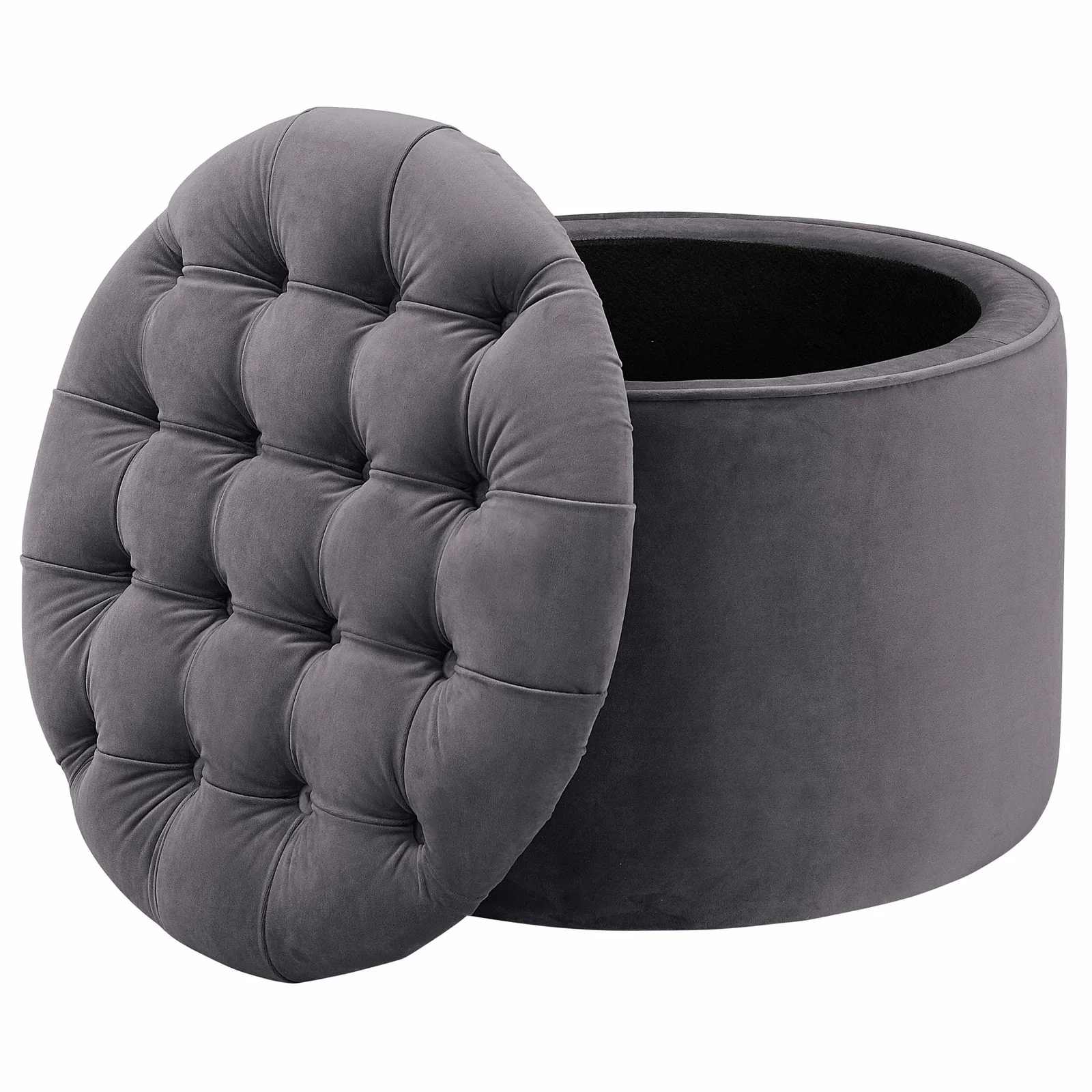 Queen Grey Velvet Storage Ottoman - Image 3