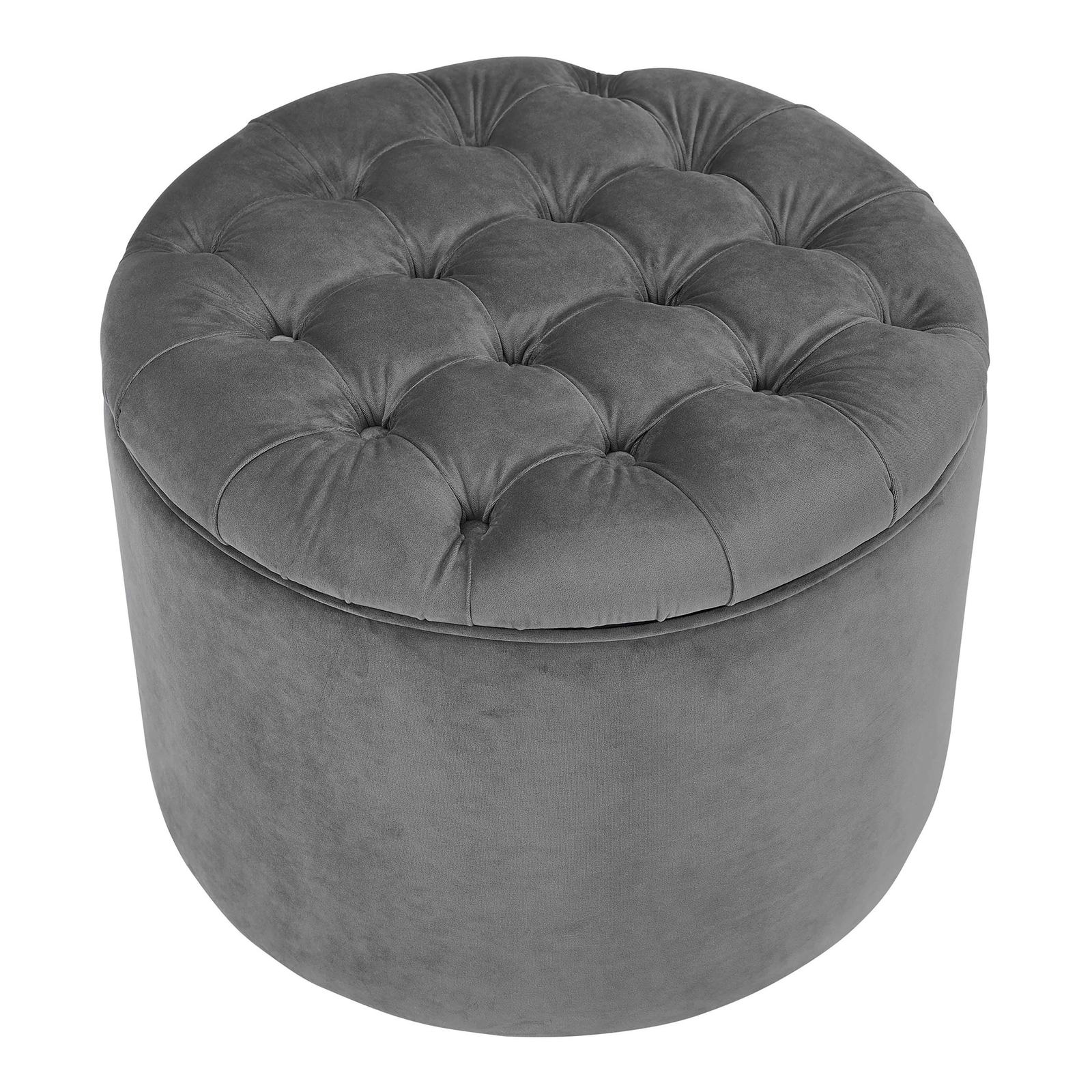 Queen Grey Velvet Storage Ottoman - Image 4