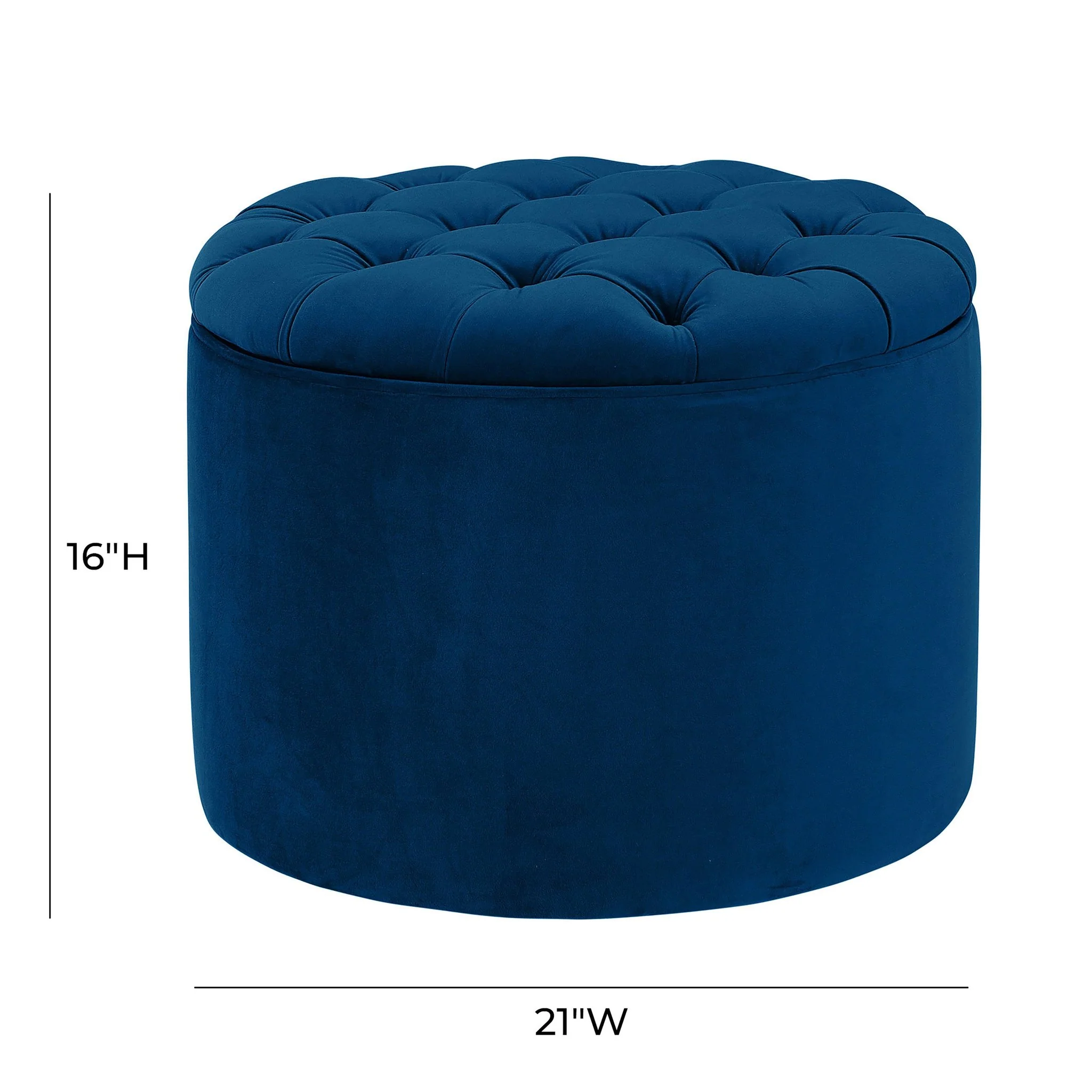Queen Navy Velvet Storage Ottoman - Image 5