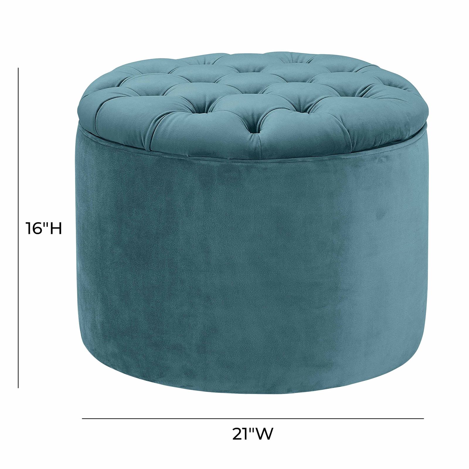 Queen Sea Blue Velvet Storage Ottoman - Image 5