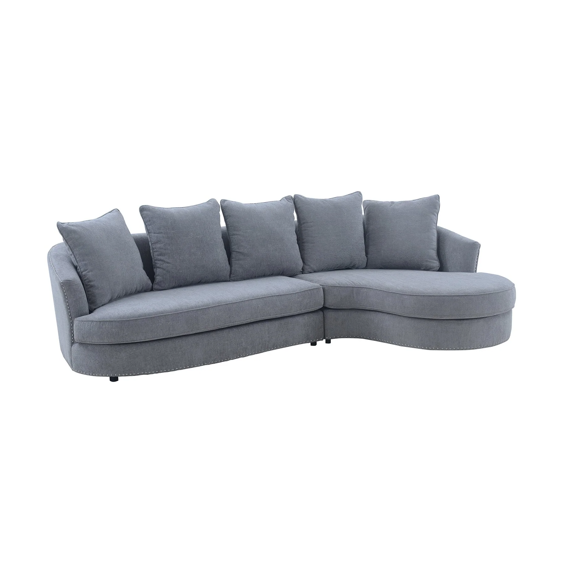 Queenly Gray Fabric Upholstered Corner Sofa - Image 2