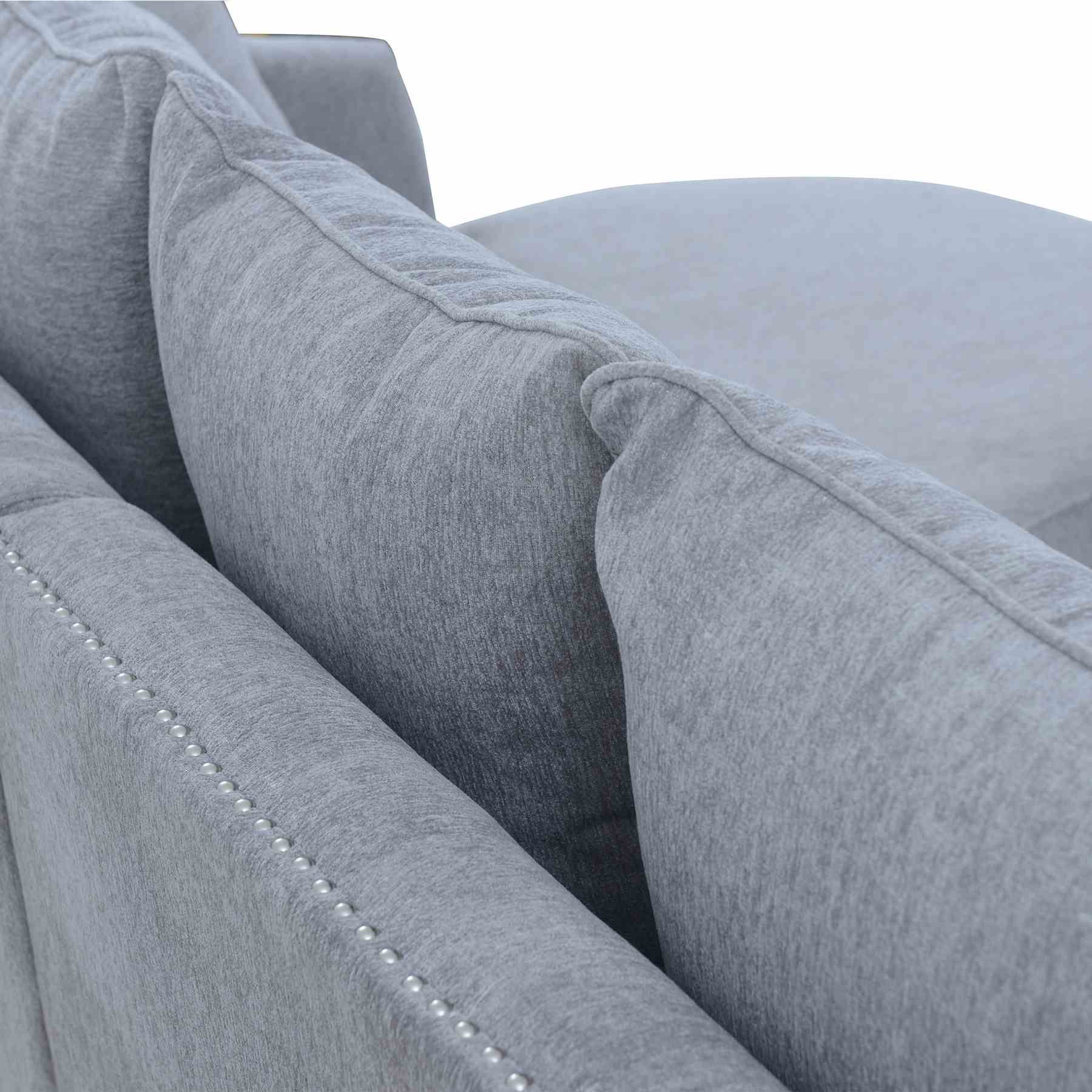Queenly Gray Fabric Upholstered Corner Sofa - Image 6