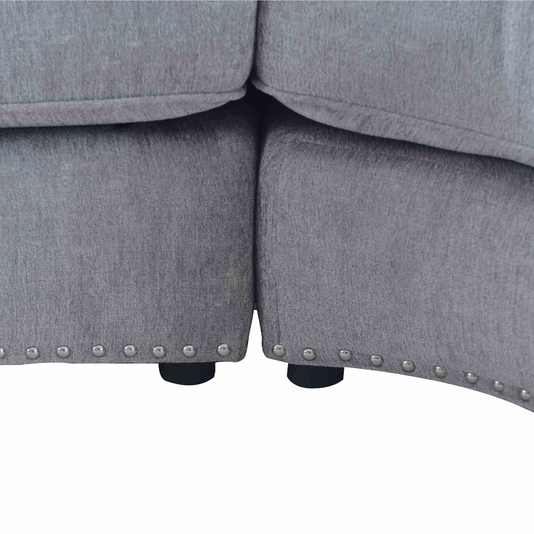 Queenly Gray Fabric Upholstered Corner Sofa - Image 7