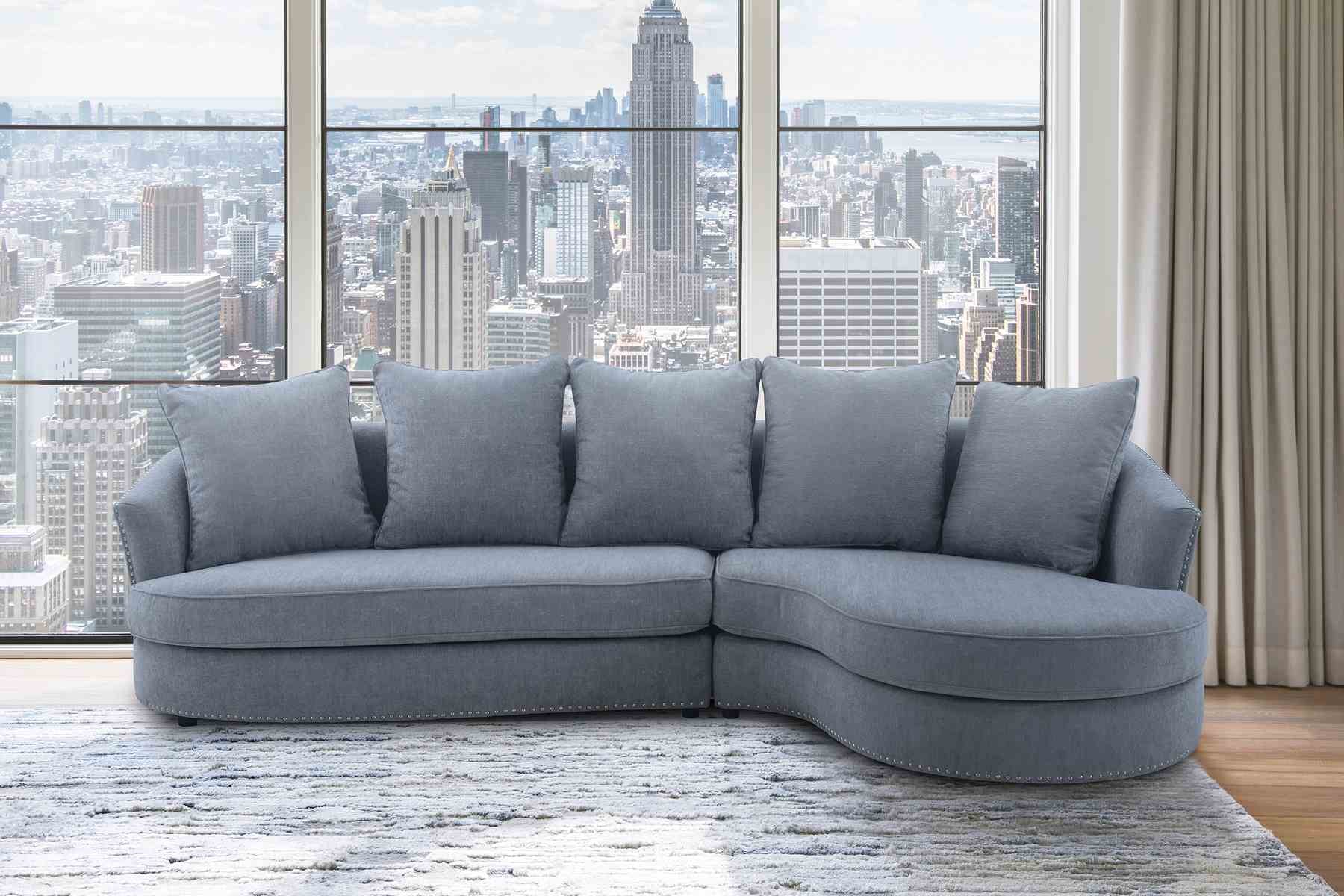 Queenly Gray Fabric Upholstered Corner Sofa - Image 8