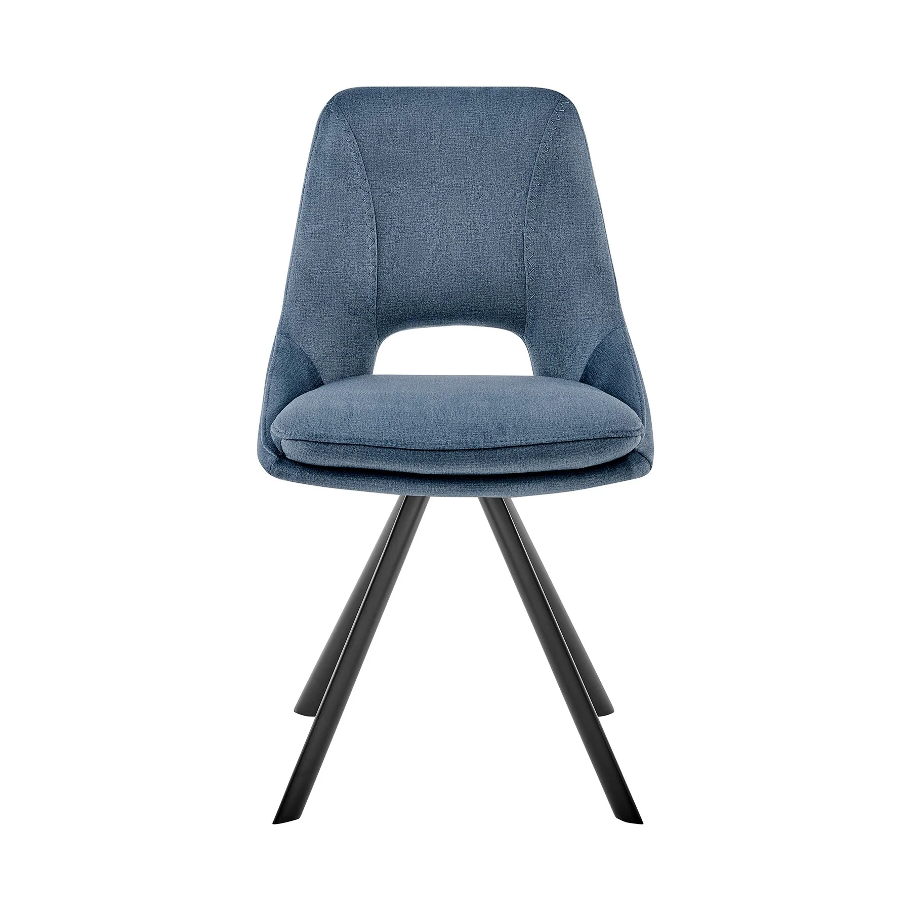 Radford and Lexi 5 Piece Modern Rectangular Dining Set in Light Gray Melamine Wood and Blue Fabric - Image 2