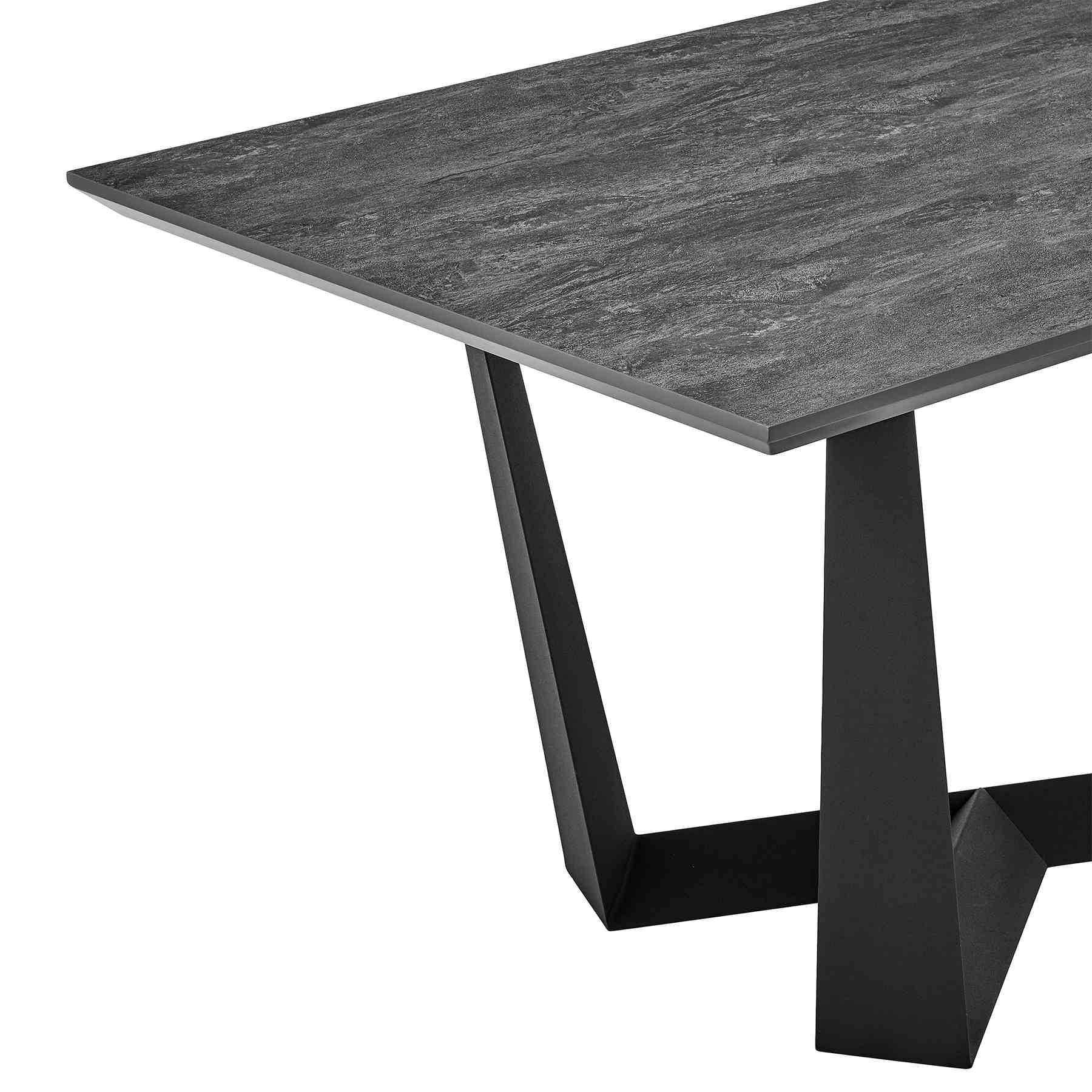 Radford and Lexi 7 Piece Modern Rectangular Dining Set in Light Gray Melamine Wood and Gray Fabric - Image 7