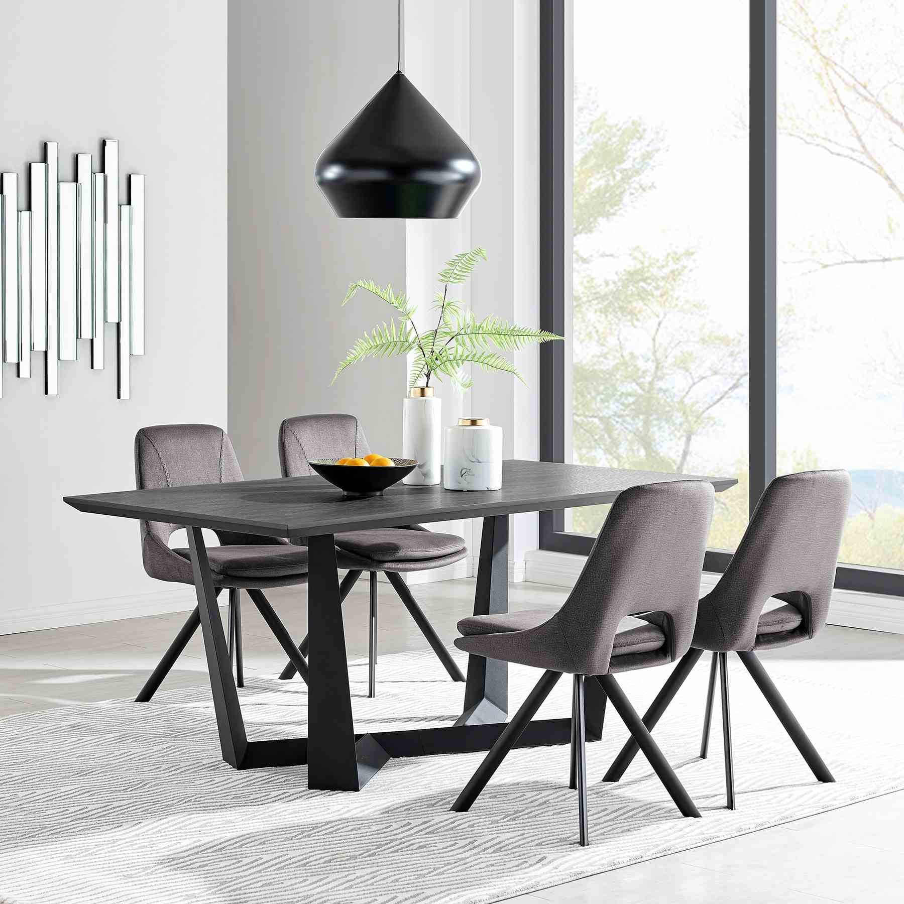 Radford Dark Gray Rectangular Dining Table with Black Finish - Image 7