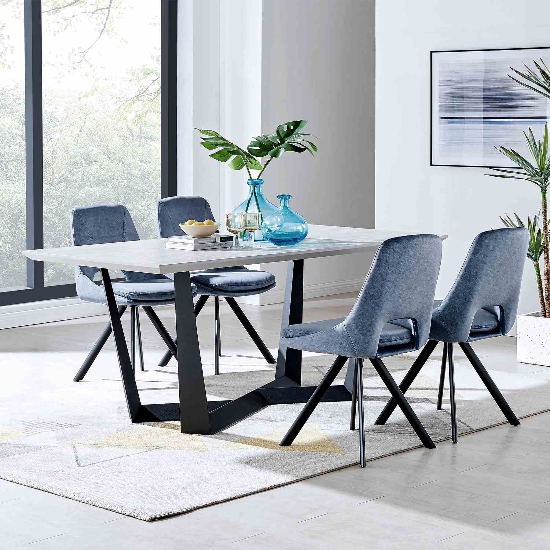 Radford Light Gray Rectangular Dining Table with Black Finish - Image 7