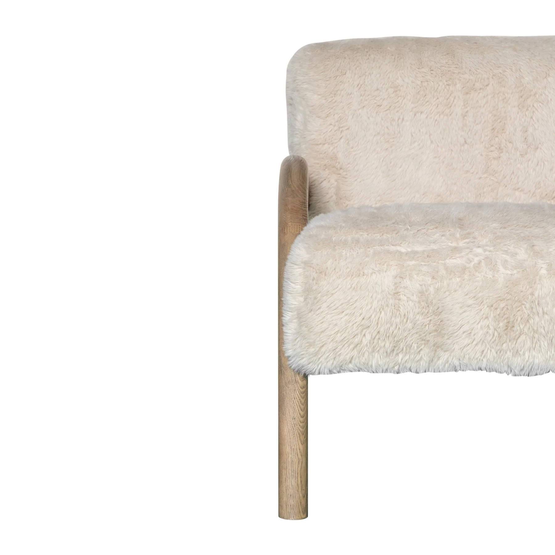 Rae Accent Chair Alpine Fluff Fabric with Honey Finish - Image 4