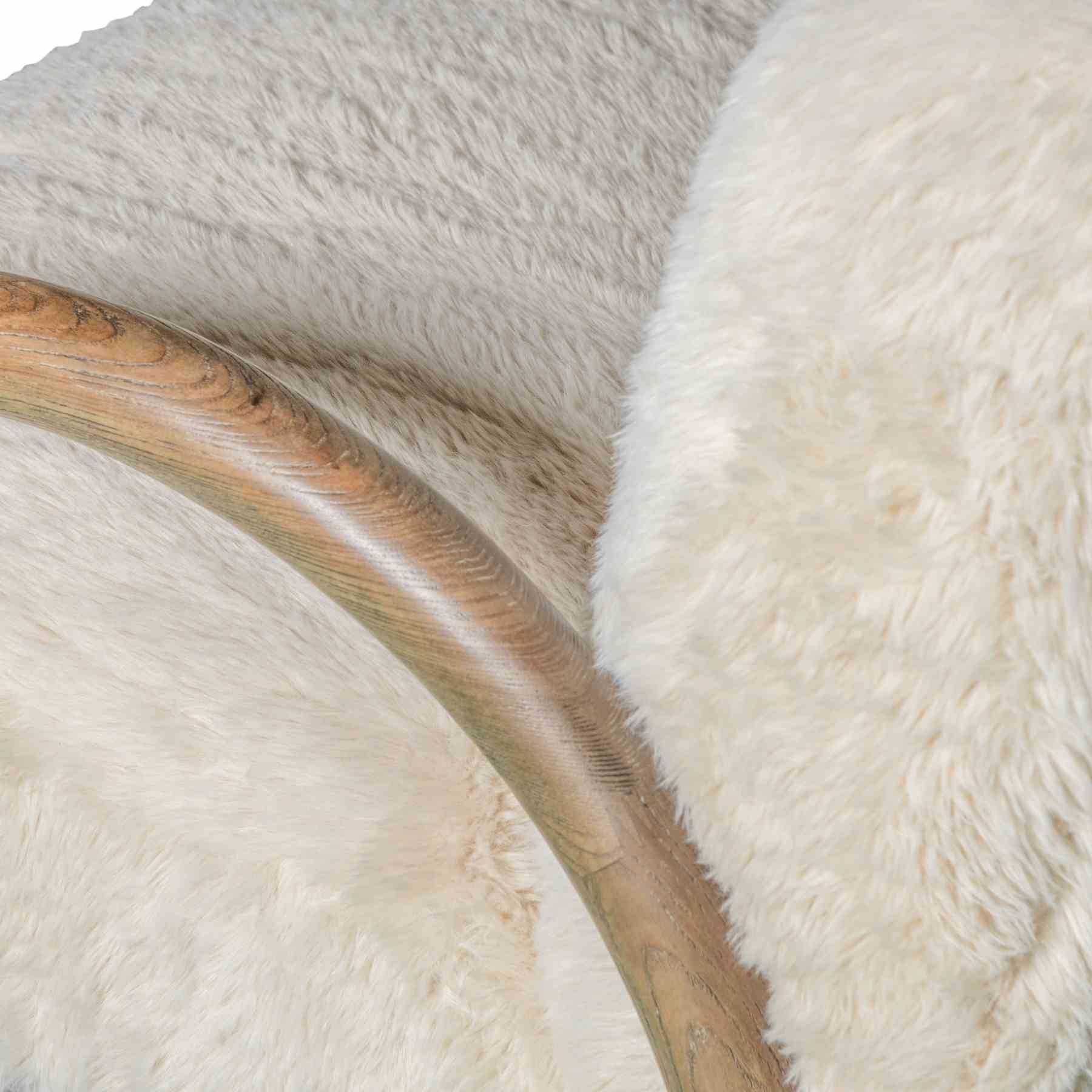 Rae Accent Chair Alpine Fluff Fabric with Honey Finish - Image 6