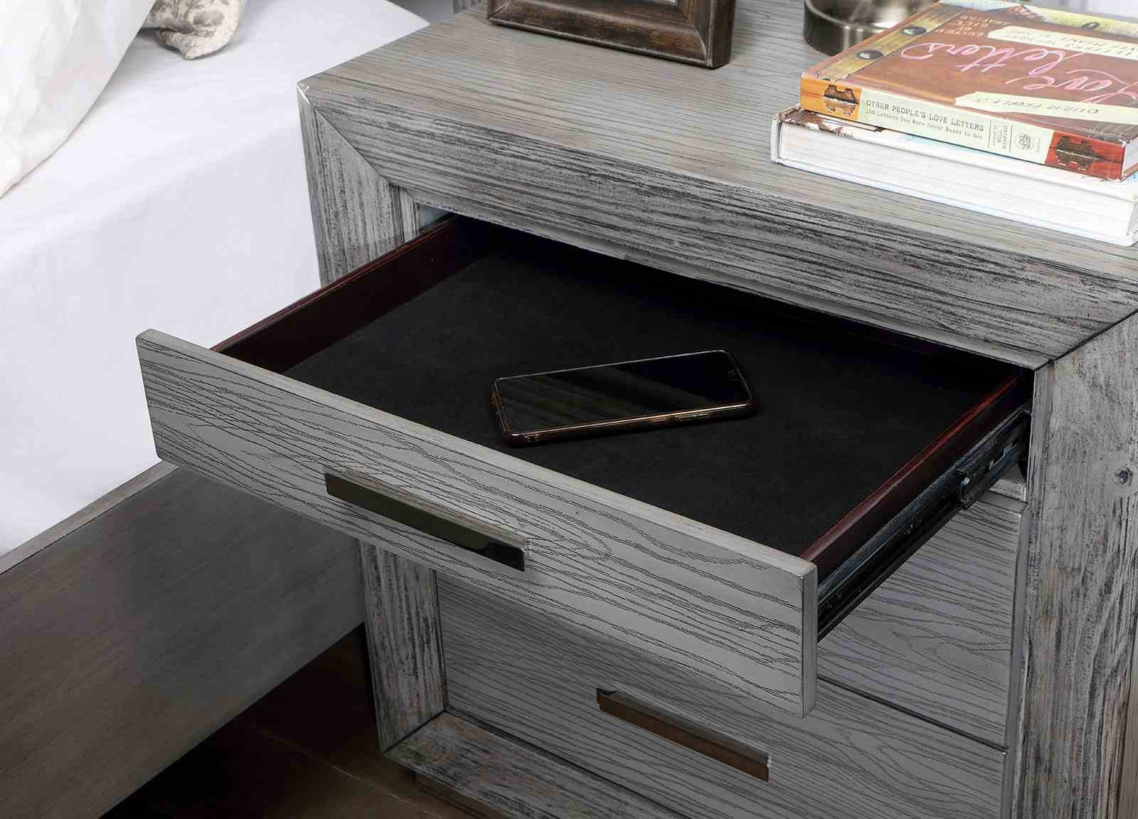 Raiden Nightstand w/ USB, Gray - Image 3