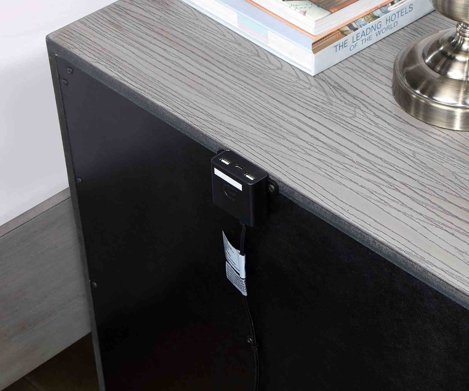 Raiden Nightstand w/ USB, Gray - Image 4