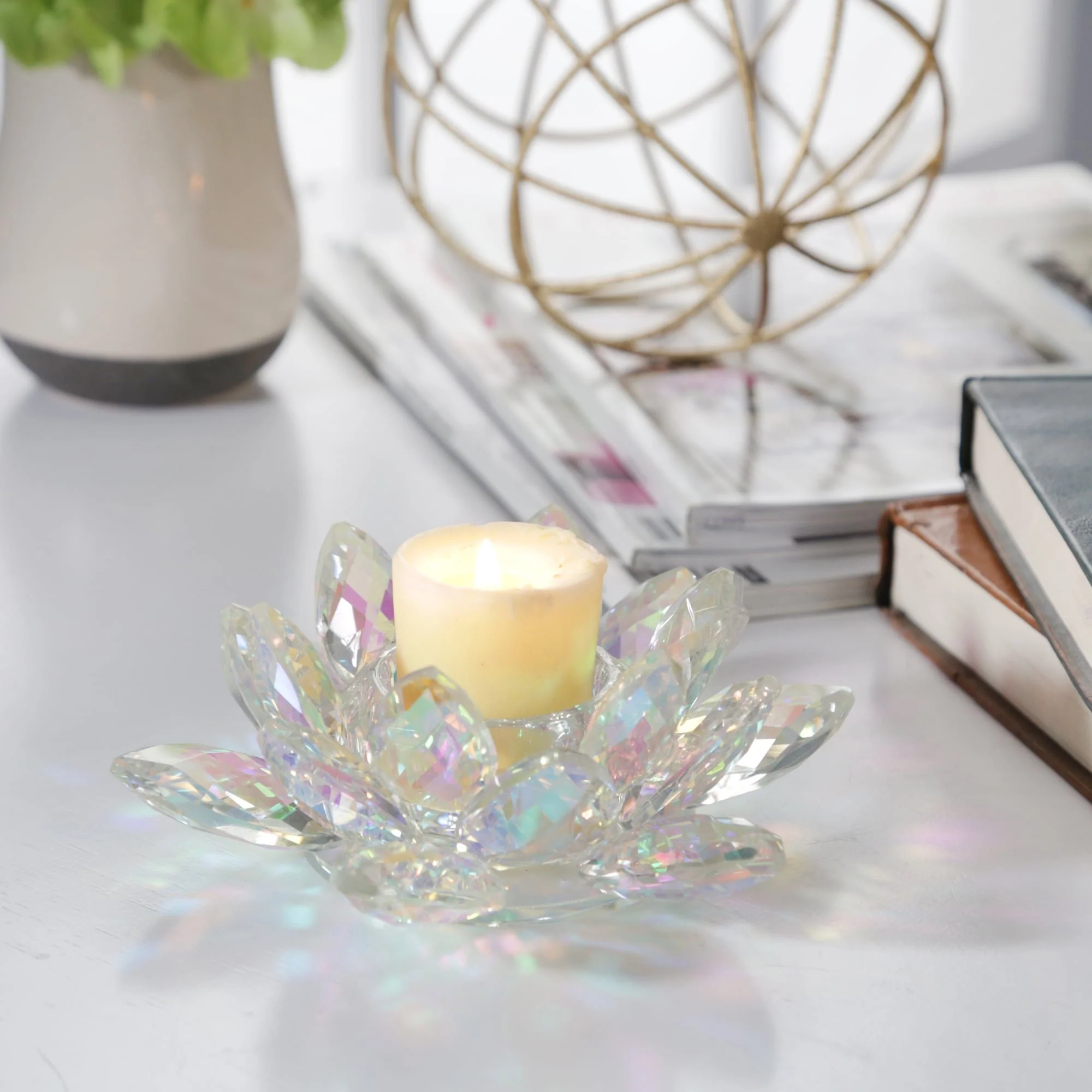 Rainbow Crystal Lotus Votive Holder 6 - Image 10