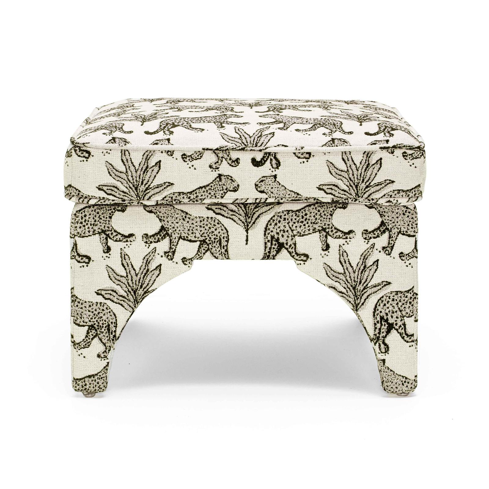 Raji Cream Leopard Jacquard Ottoman - Image 3