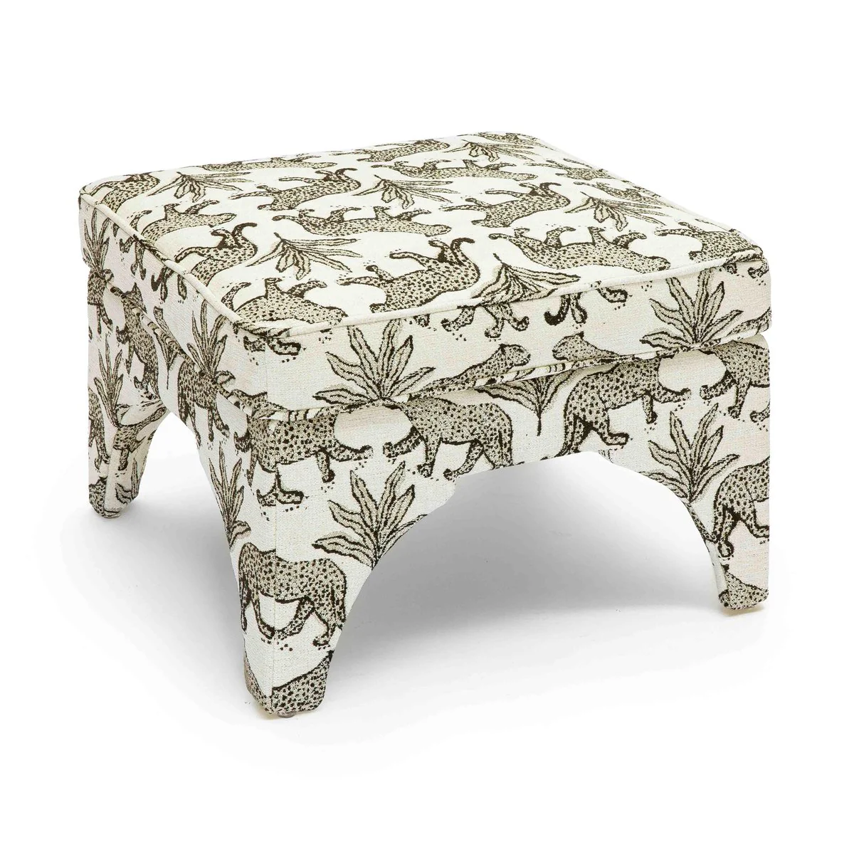 Raji Cream Leopard Jacquard Ottoman - Image 4