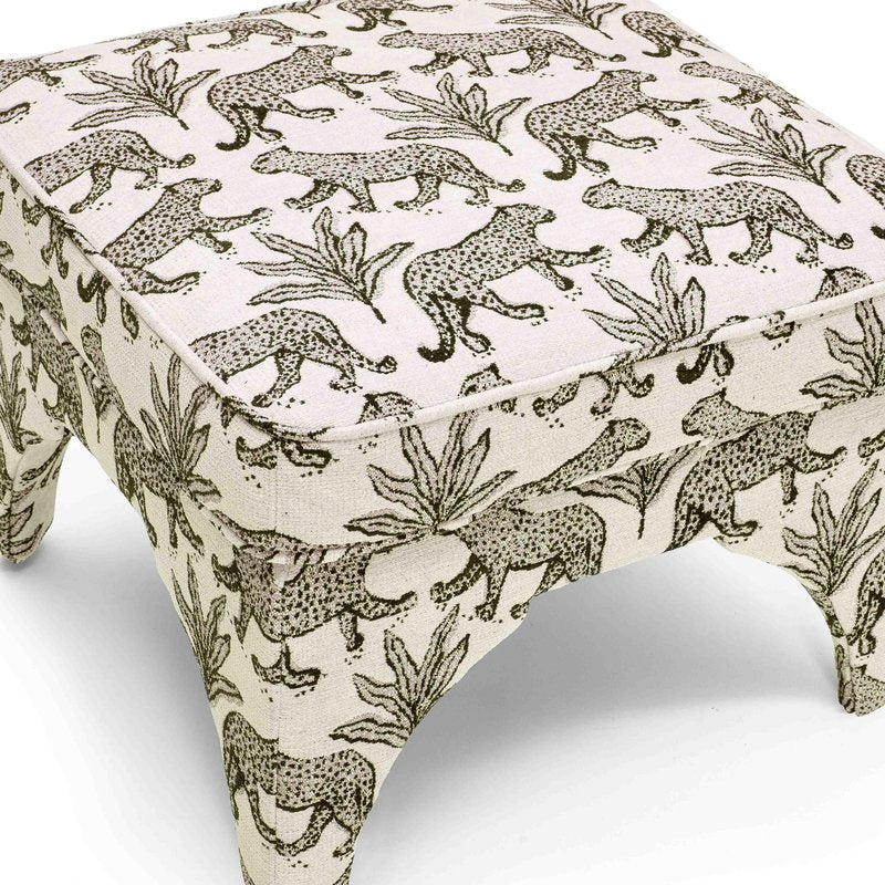 Raji Cream Leopard Jacquard Ottoman - Image 5