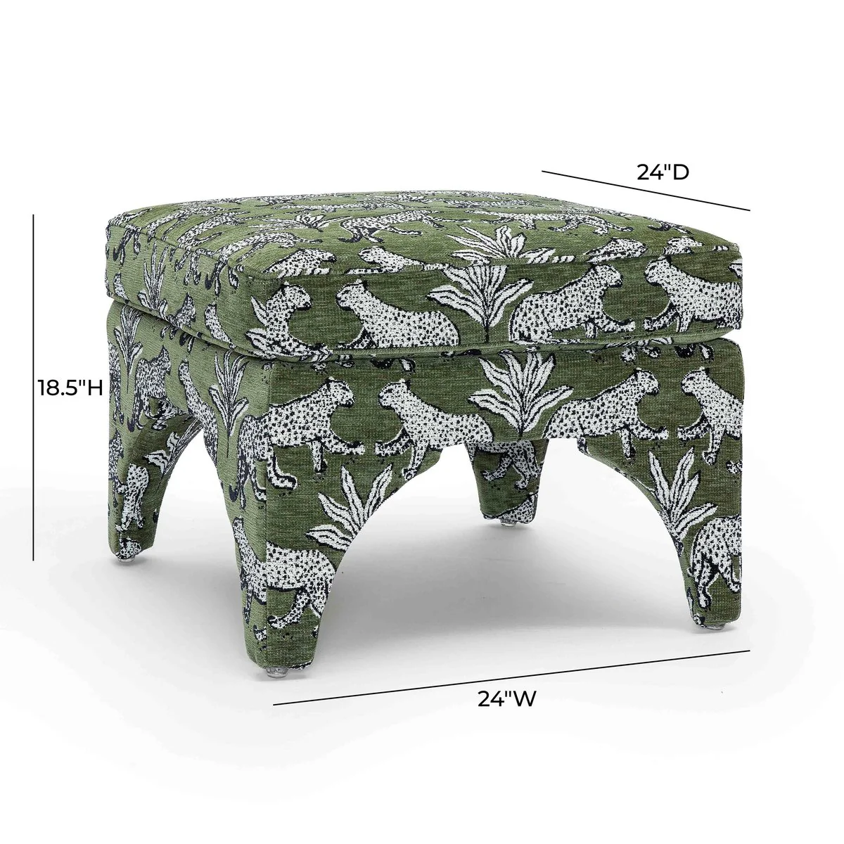 Raji Olive Green Leopard Jacquard Ottoman - Image 5