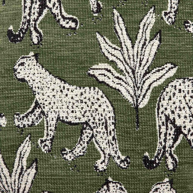 Raji Olive Green Leopard Jacquard Ottoman - Image 6