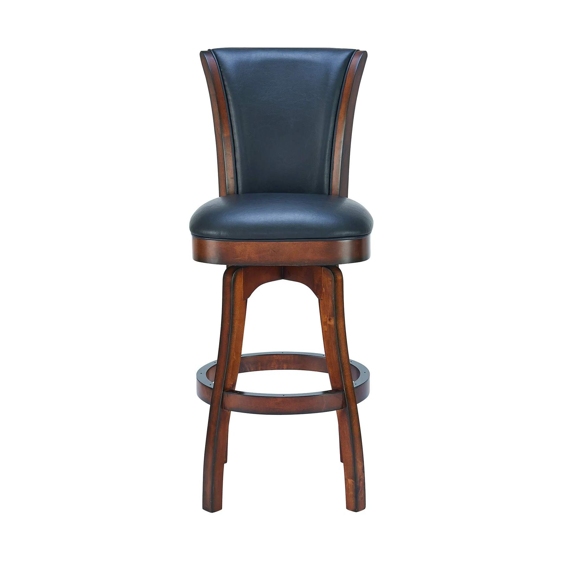 Raleigh 26" Counter Height Swivel Barstool in Rustic Cordovan Finish and Brown Bonded Leather - Image 2