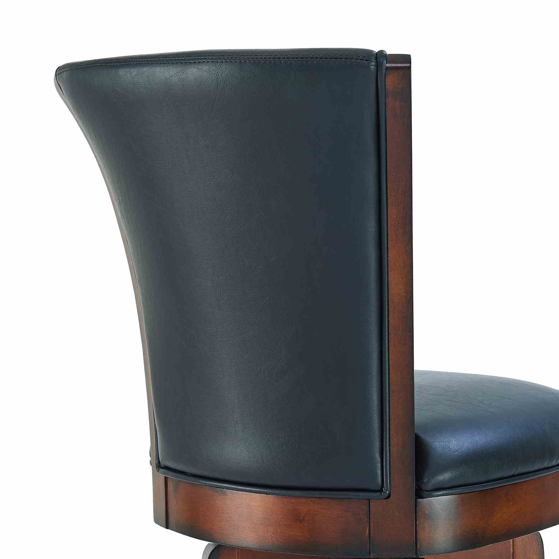 Raleigh 26" Counter Height Swivel Barstool in Rustic Cordovan Finish and Brown Bonded Leather - Image 5