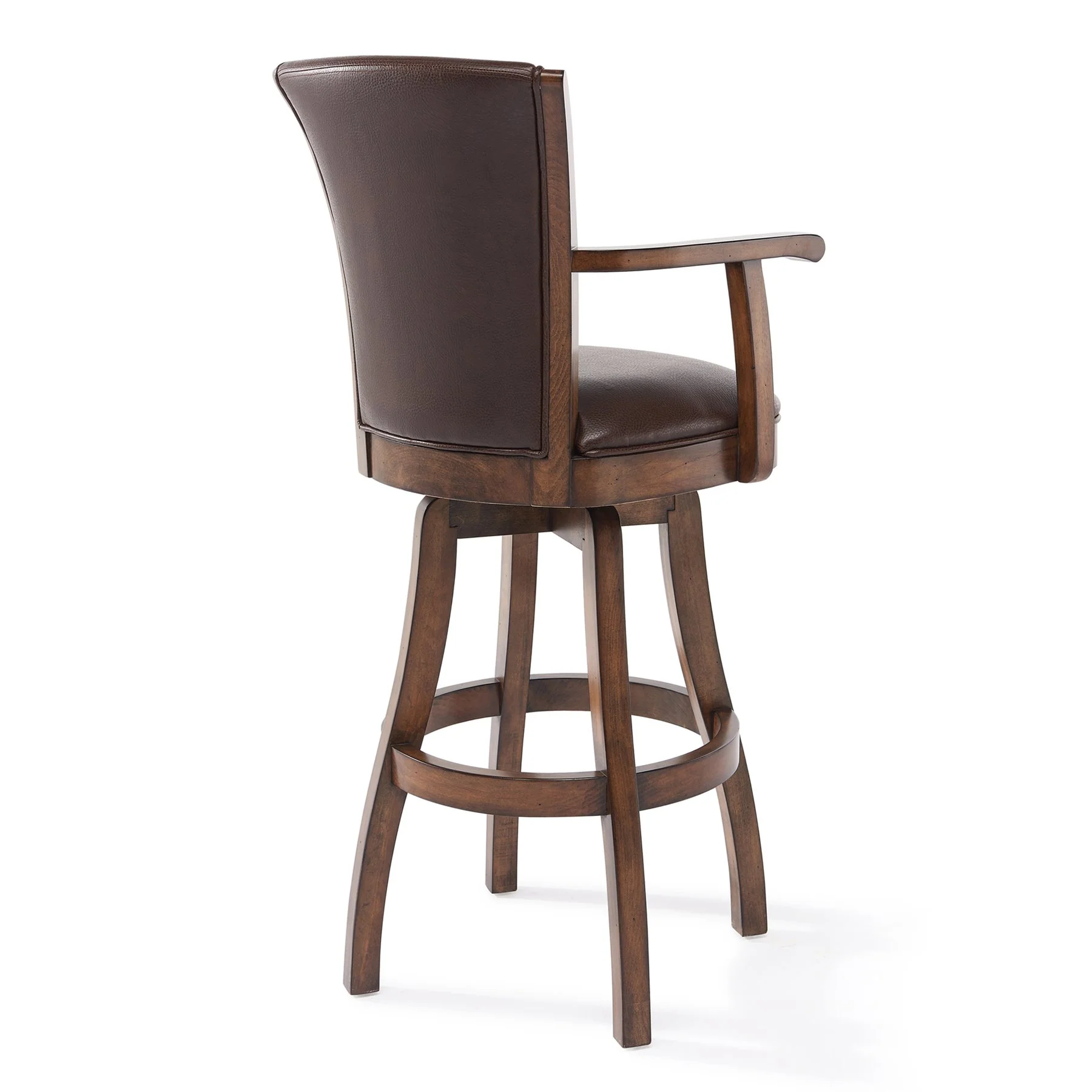 Raleigh 26" Counter Height Swivel Kahlua Faux Leather and Chestnut Wood Arm Bar Stool - Image 3