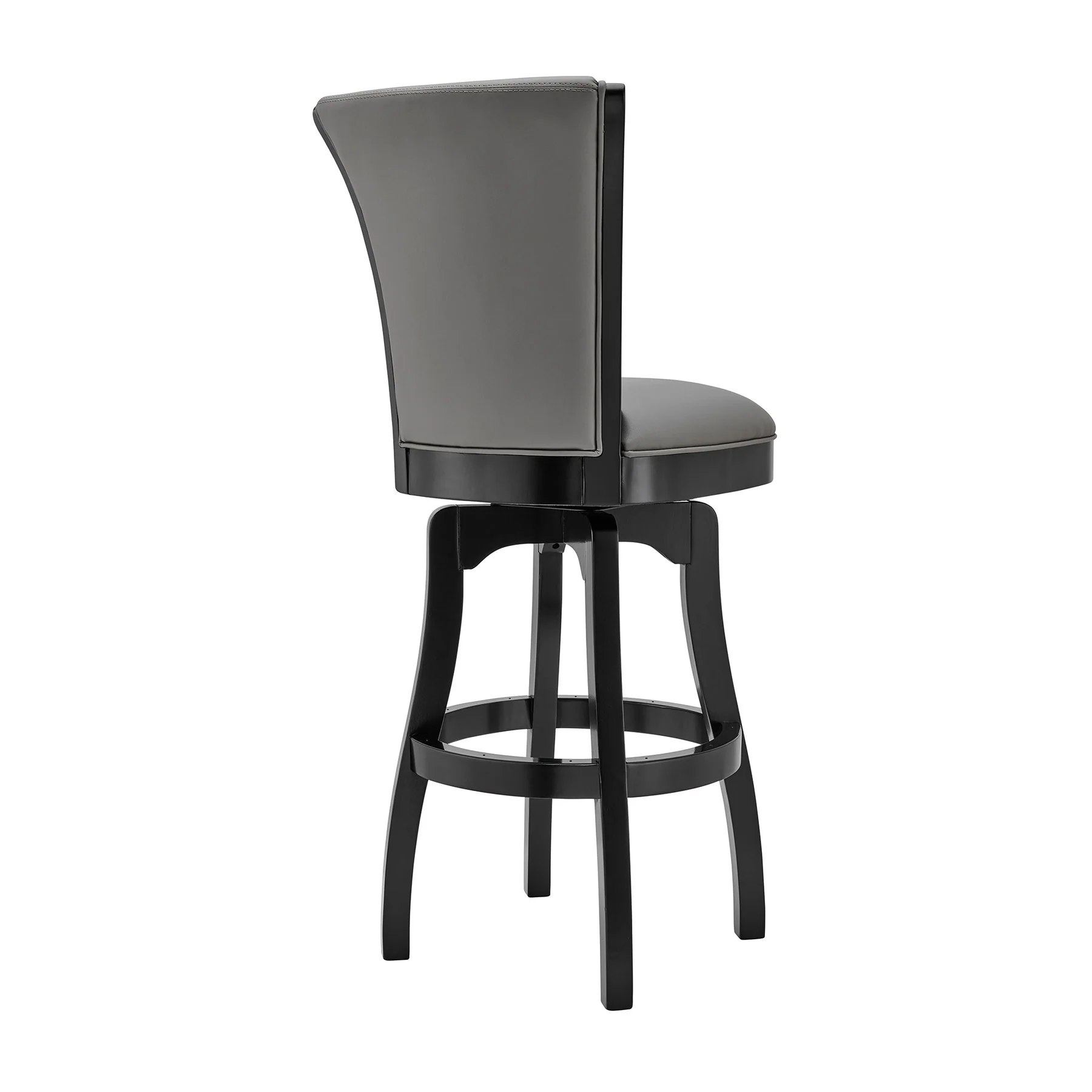 Raleigh 30" Bar Height Swivel Barstool in Black Finish and Gray Faux Leather - Image 3