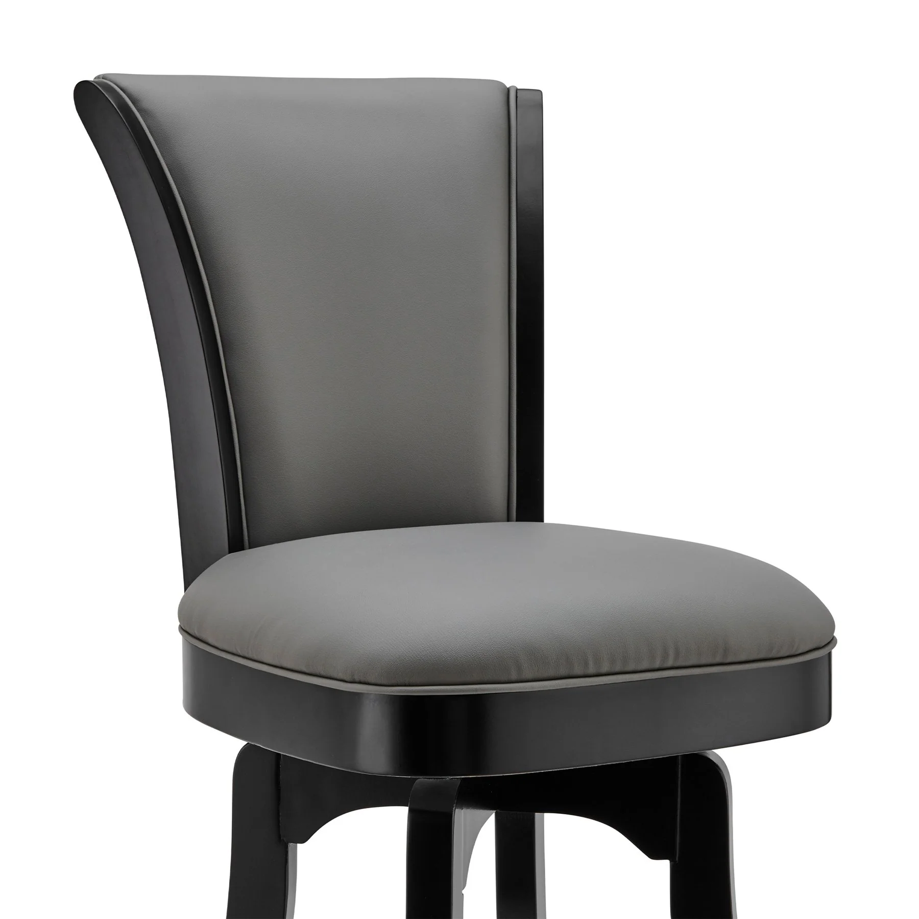 Raleigh 30" Bar Height Swivel Barstool in Black Finish and Gray Faux Leather - Image 4