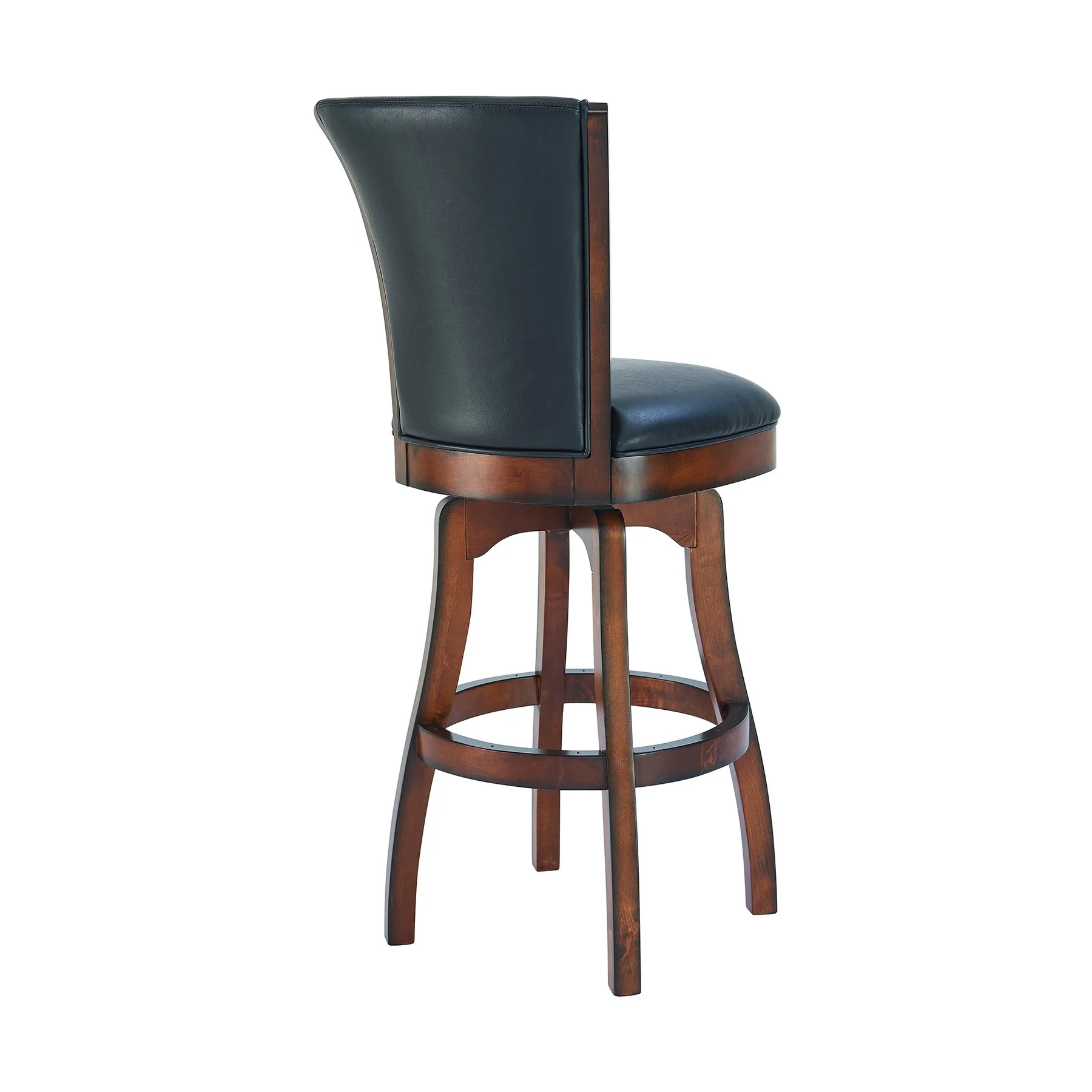 Raleigh 30" Bar Height Swivel Barstool in Rustic Cordovan Finish and Brown Bonded Leather - Image 3