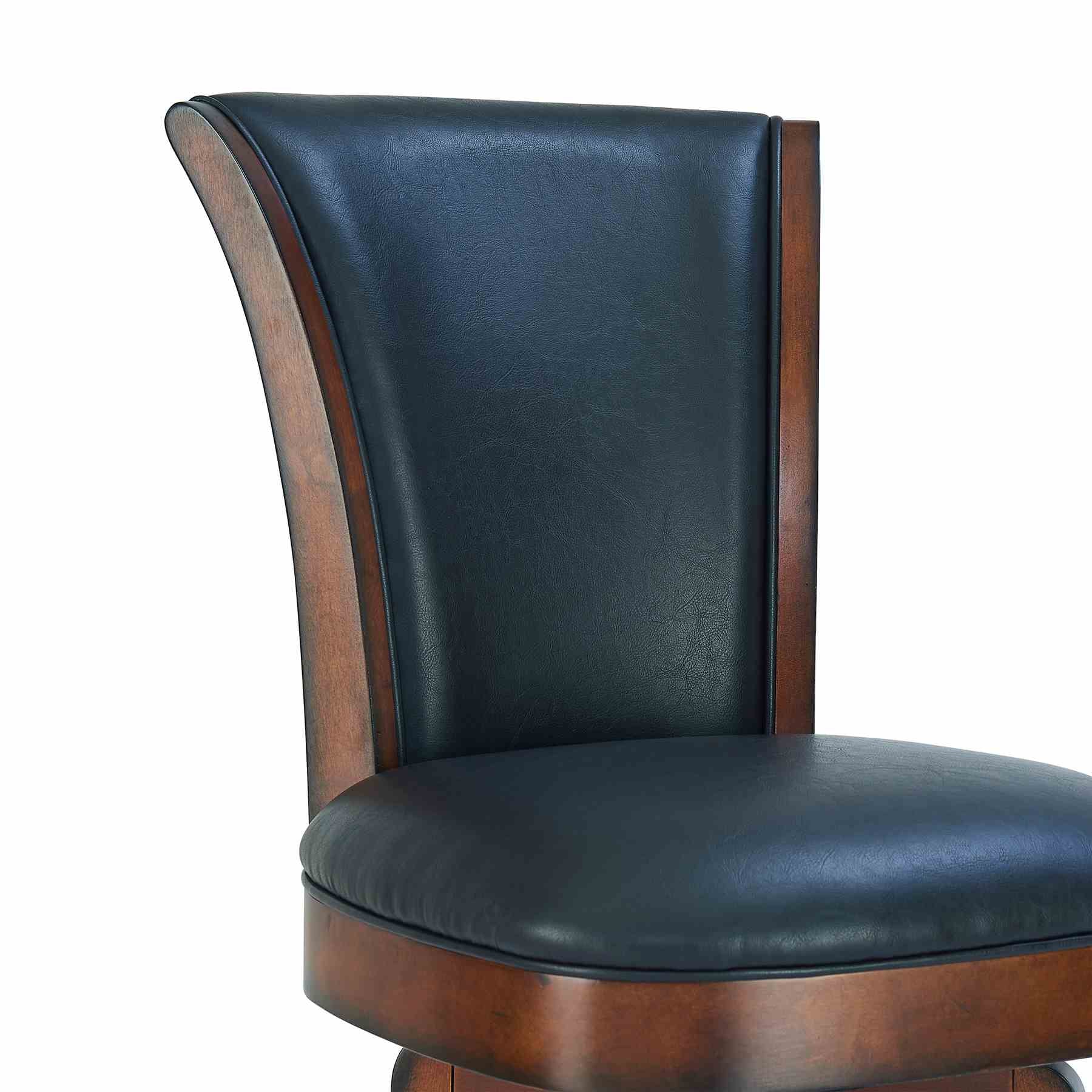 Raleigh 30" Bar Height Swivel Barstool in Rustic Cordovan Finish and Brown Bonded Leather - Image 4