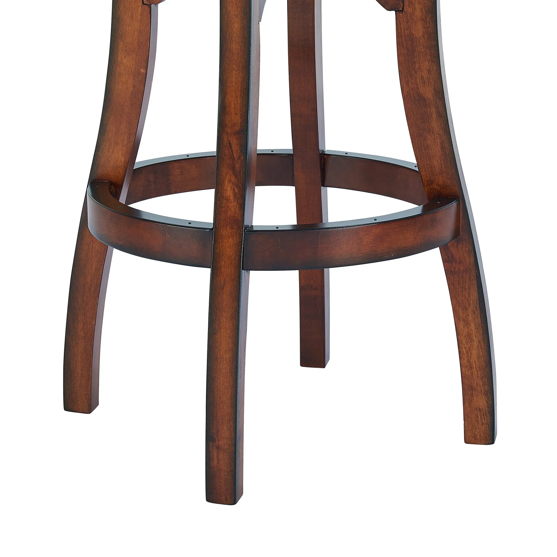 Raleigh 30" Bar Height Swivel Barstool in Rustic Cordovan Finish and Brown Bonded Leather - Image 7
