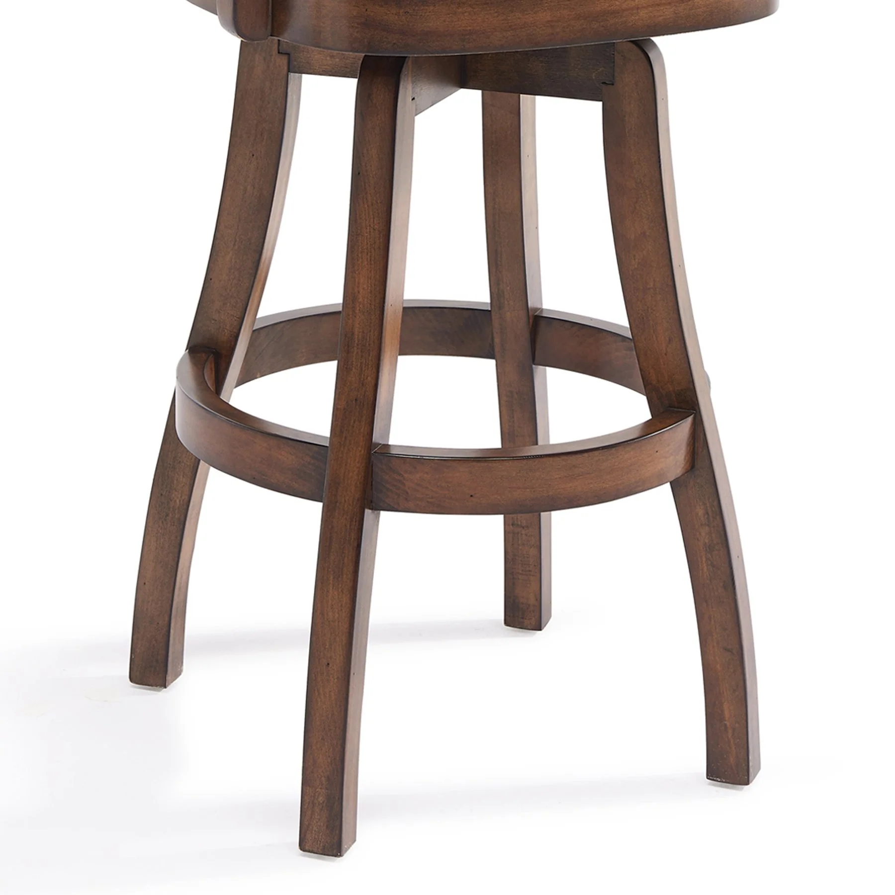 Raleigh 30" Bar Height Swivel Kahlua Faux Leather and Chestnut Wood Arm Bar Stool - Image 5