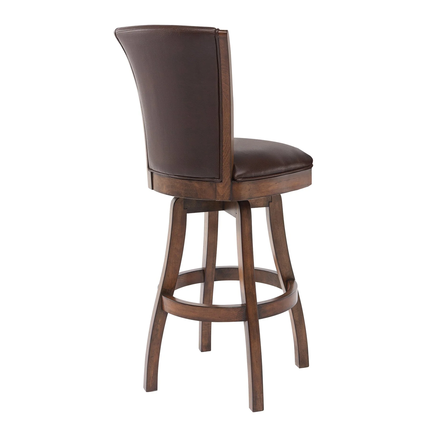 Raleigh 30" Bar Height Swivel Wood Barstool in Chestnut Finish and Kahlua Faux Leather - Image 3