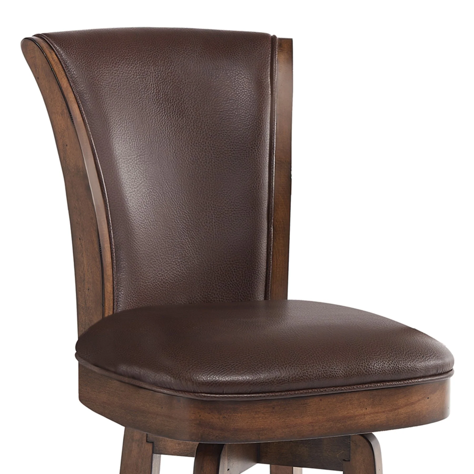 Raleigh 30" Bar Height Swivel Wood Barstool in Chestnut Finish and Kahlua Faux Leather - Image 4