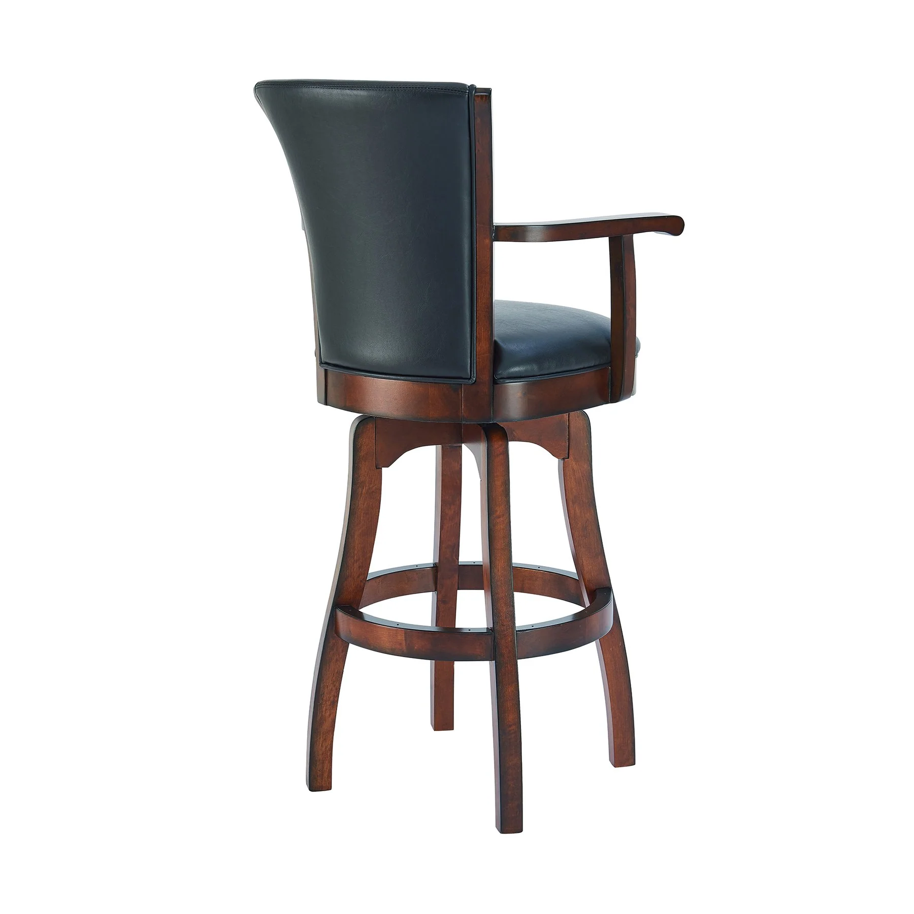 Raleigh Arm 30" Bar Height Swivel Barstool in Rustic Cordovan Finish and Brown Bonded Leather - Image 3