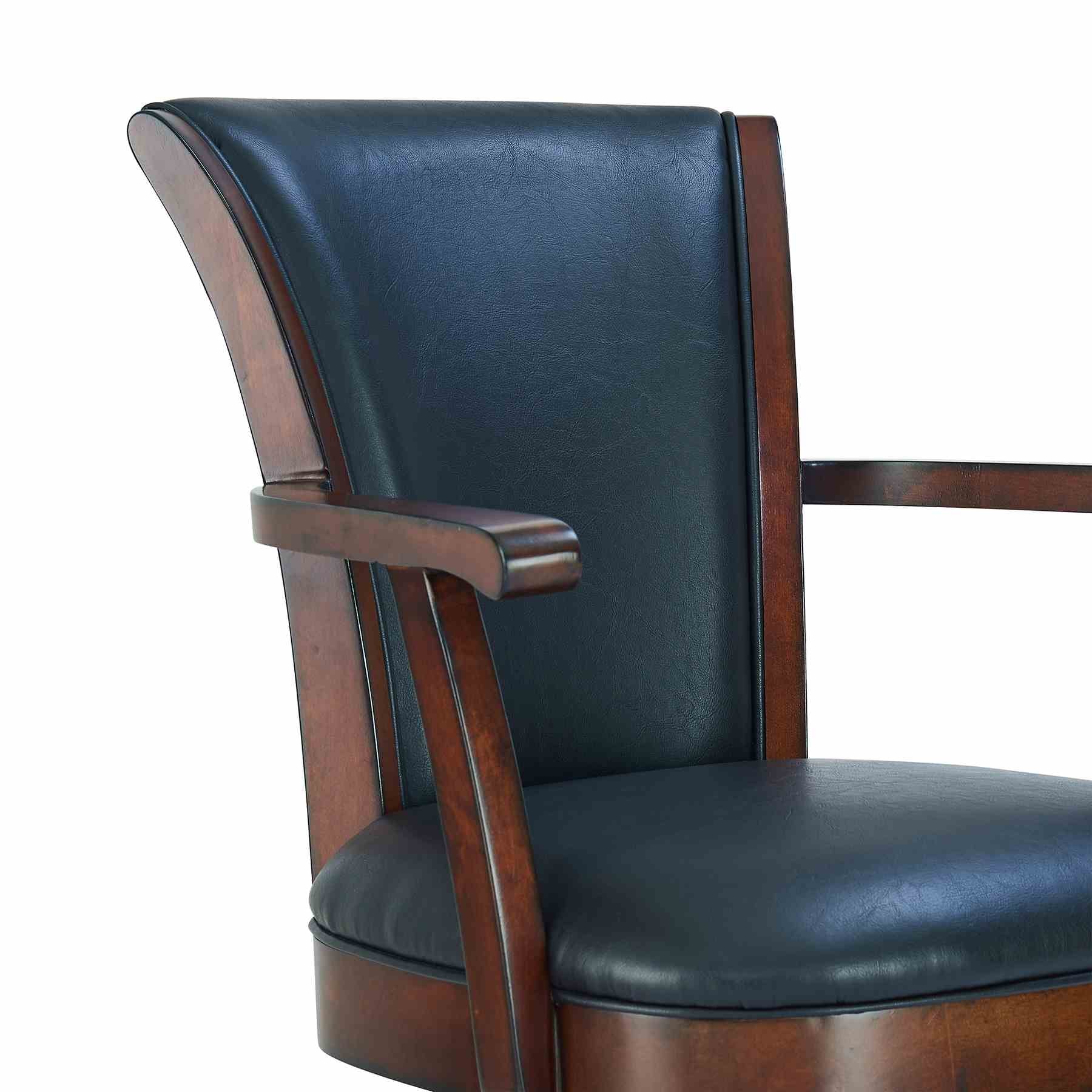 Raleigh Arm 30" Bar Height Swivel Barstool in Rustic Cordovan Finish and Brown Bonded Leather - Image 4