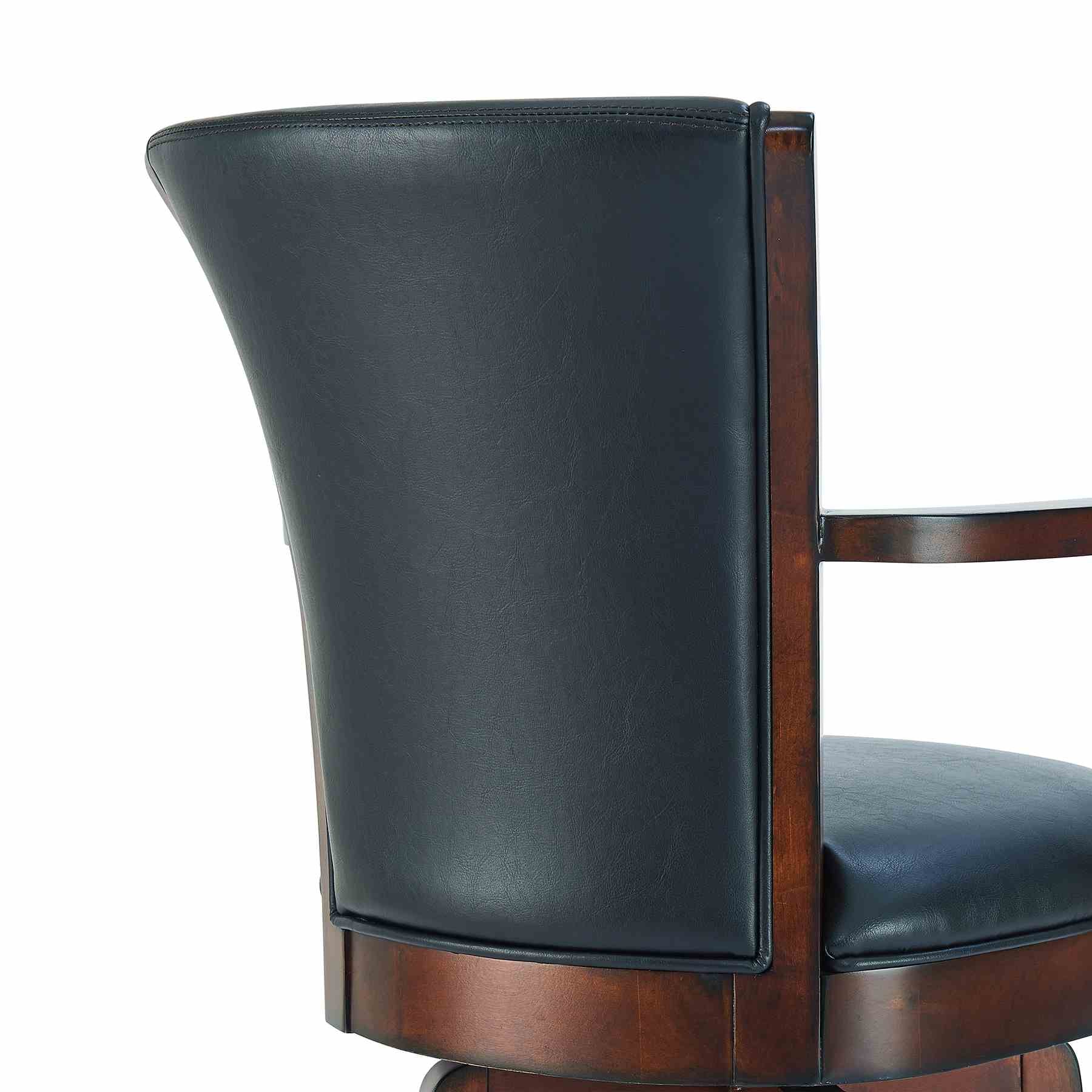 Raleigh Arm 30" Bar Height Swivel Barstool in Rustic Cordovan Finish and Brown Bonded Leather - Image 5