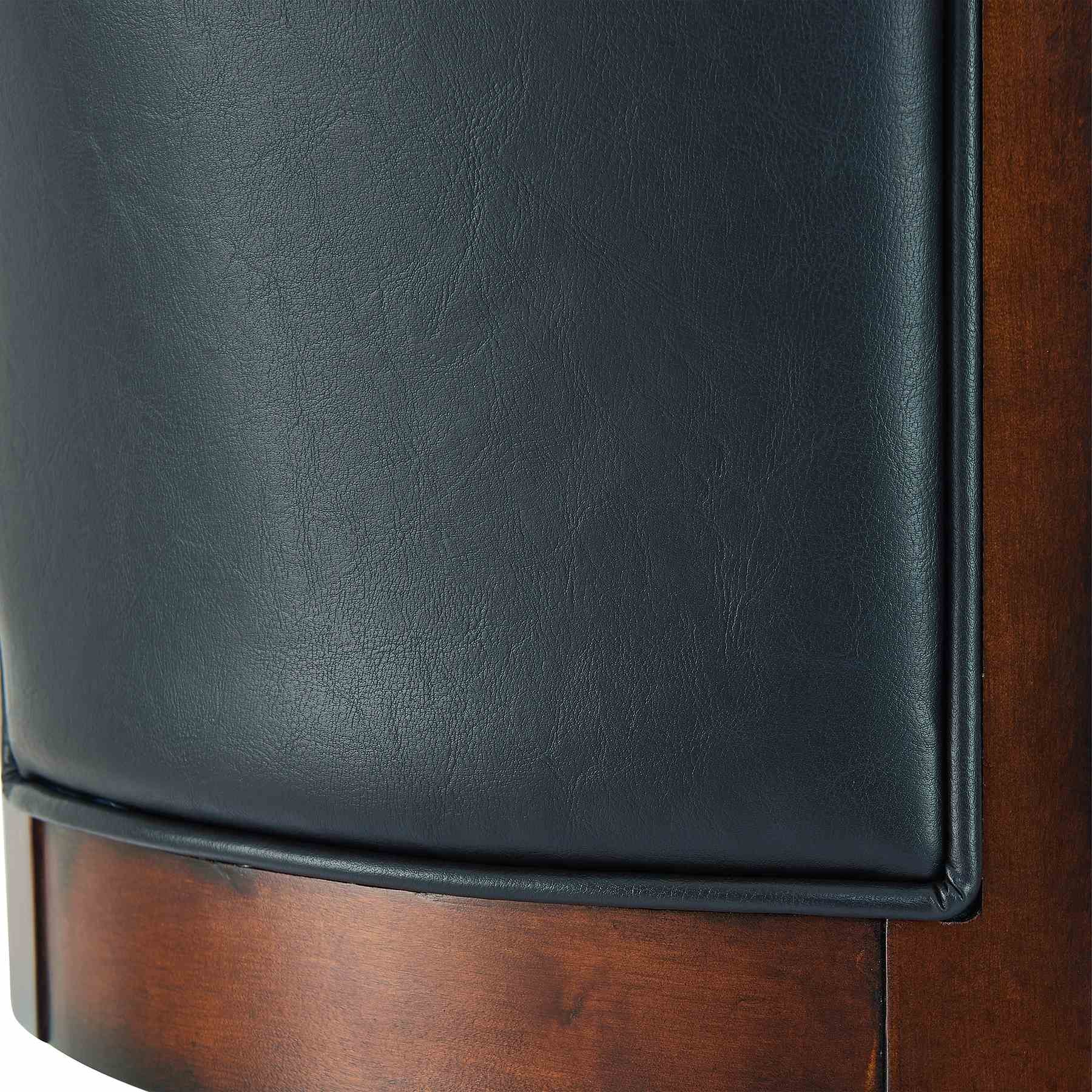 Raleigh Arm 30" Bar Height Swivel Barstool in Rustic Cordovan Finish and Brown Bonded Leather - Image 6