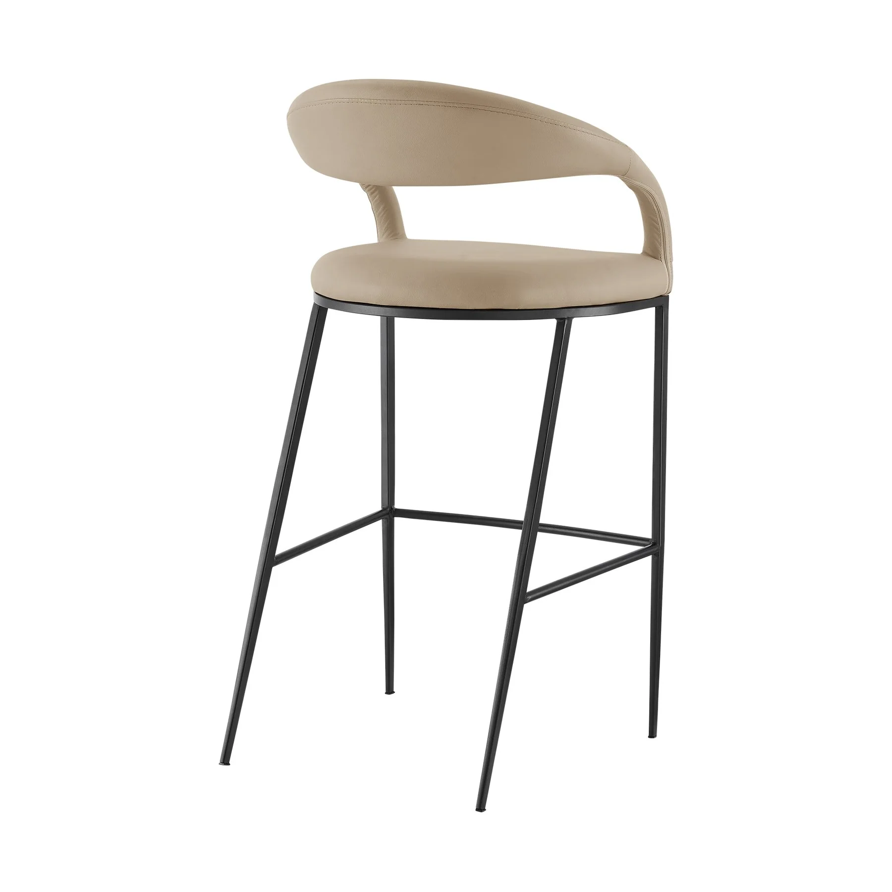 Ramona 26" Counter Stool with Matte Black Iron and Beige Faux Leather - Image 3