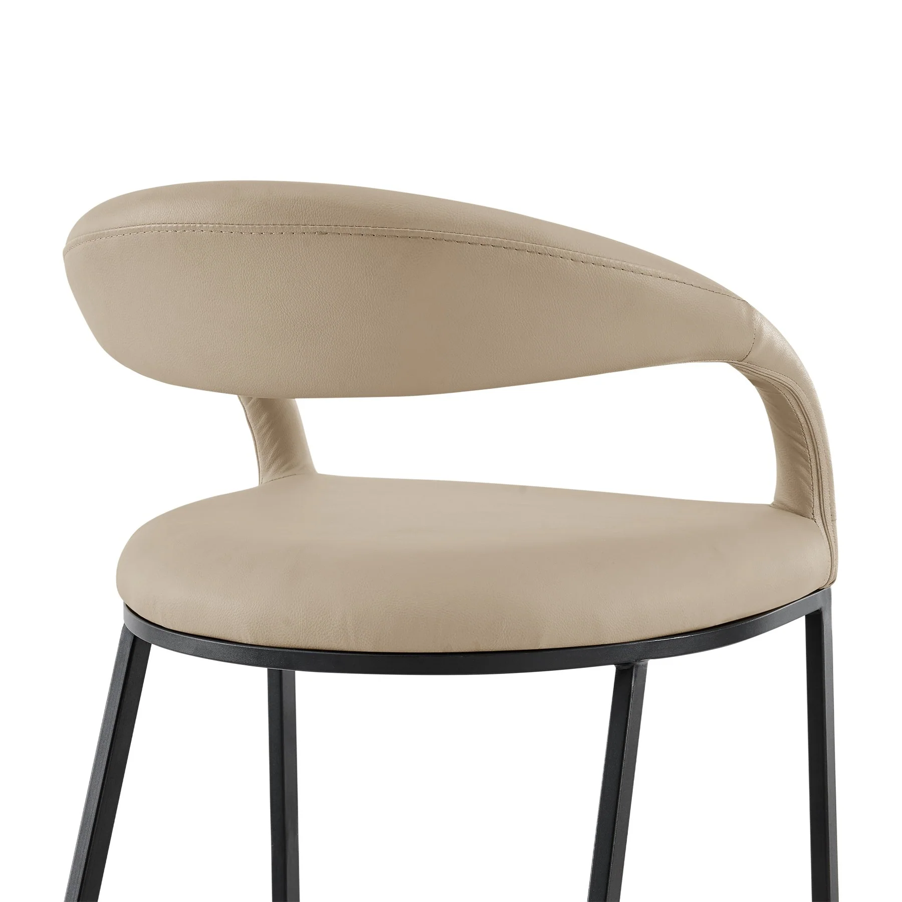 Ramona 26" Counter Stool with Matte Black Iron and Beige Faux Leather - Image 5