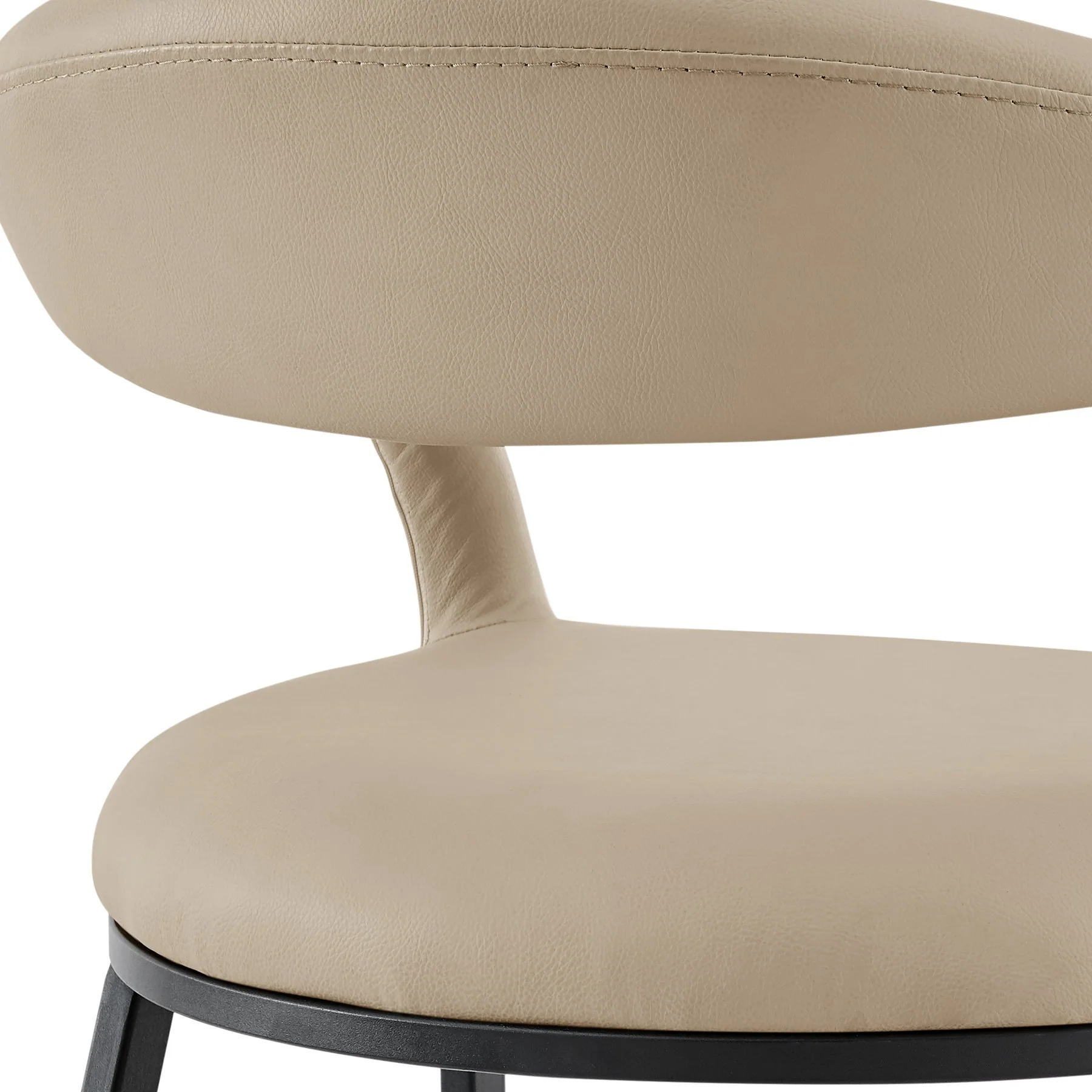 Ramona 26" Counter Stool with Matte Black Iron and Beige Faux Leather - Image 7