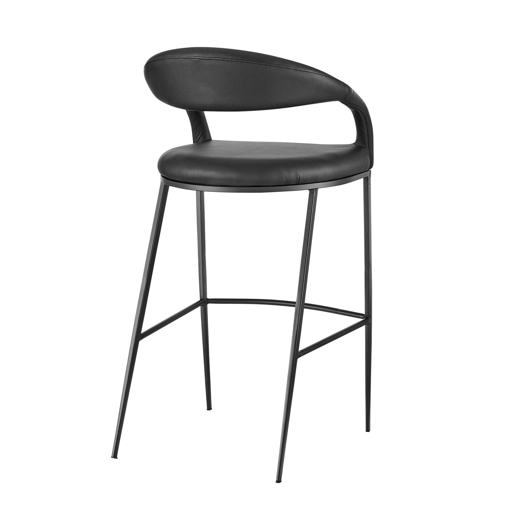 Ramona 26" Counter Stool with Matte Black Iron and Black Faux Leather - Image 3