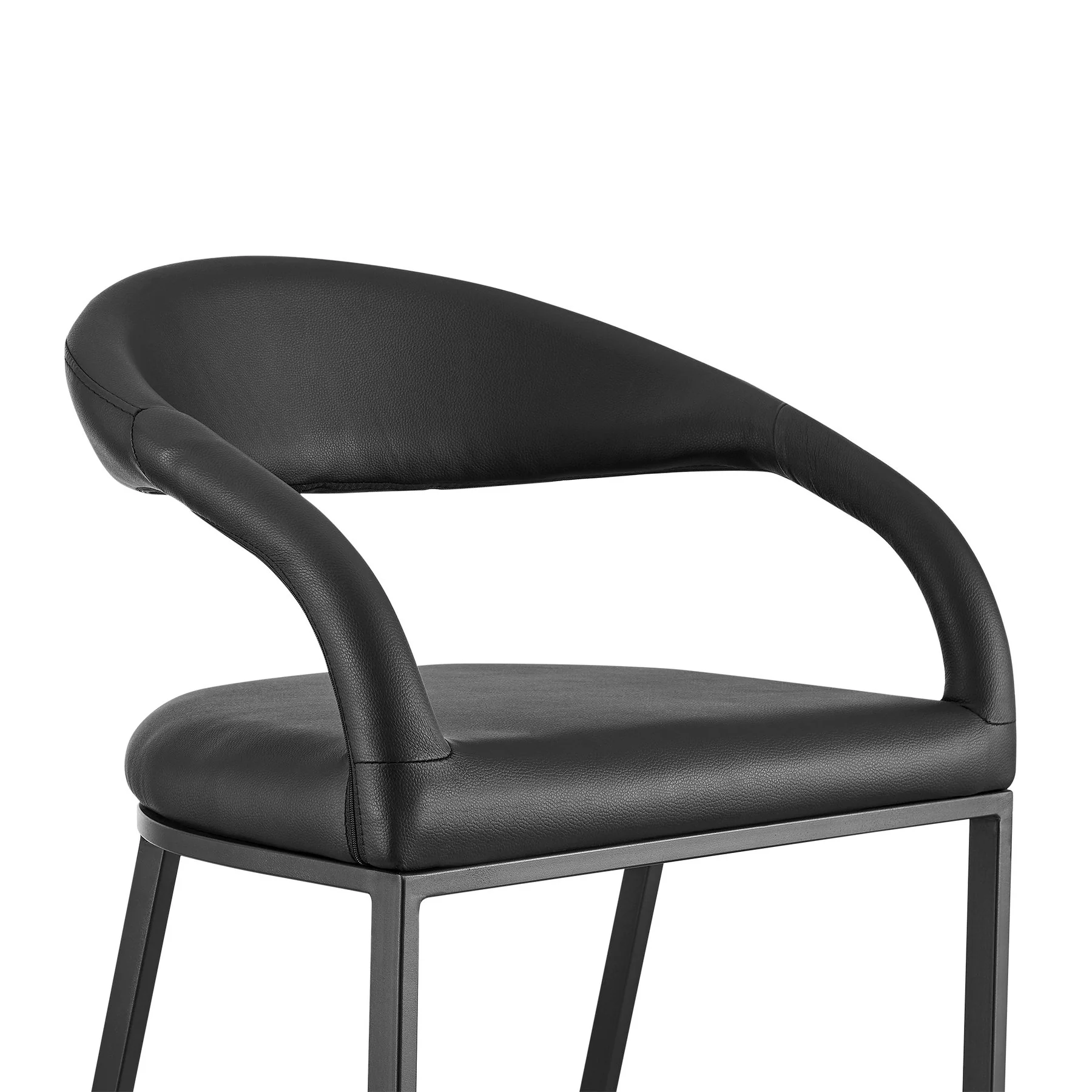 Ramona 26" Counter Stool with Matte Black Iron and Black Faux Leather - Image 4