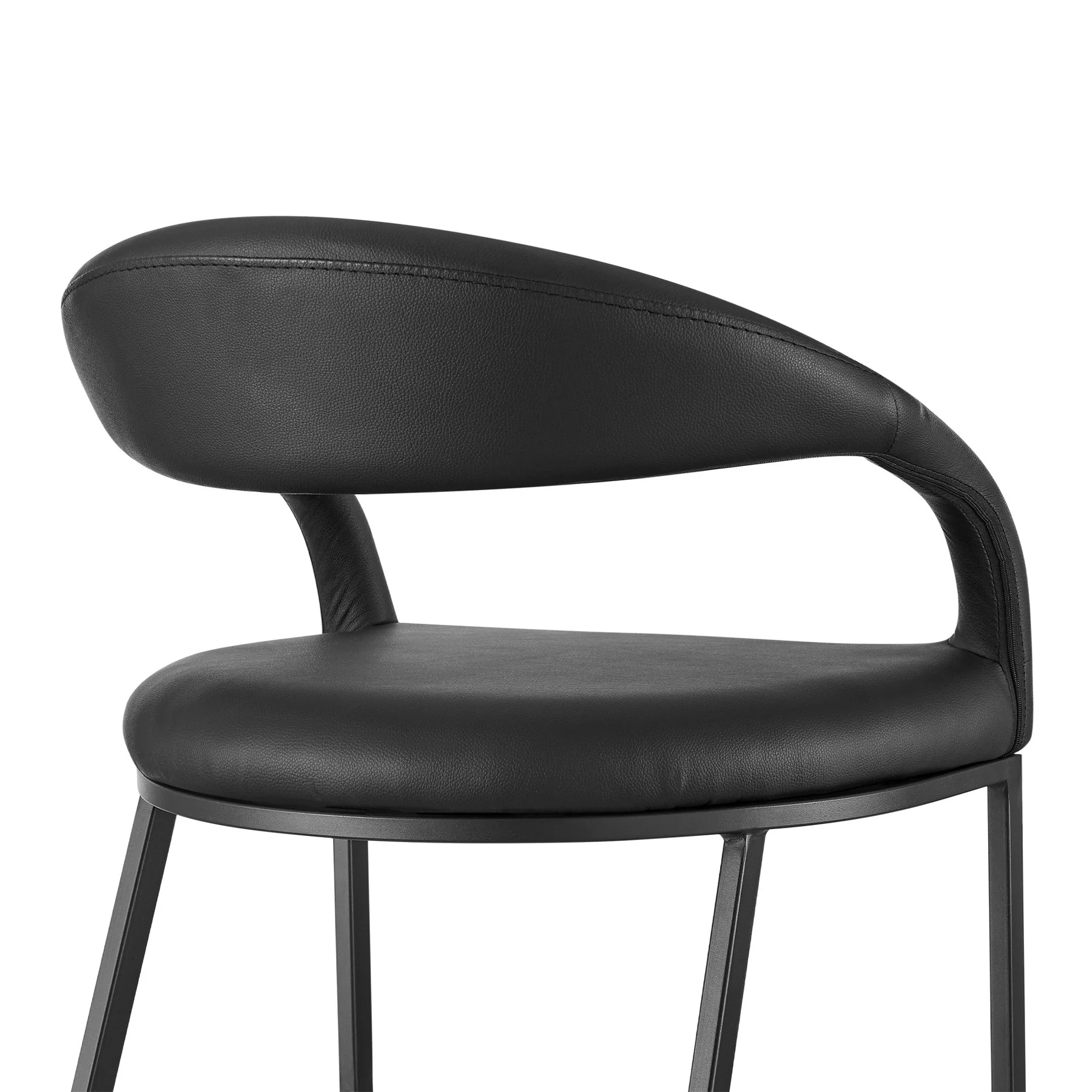 Ramona 26" Counter Stool with Matte Black Iron and Black Faux Leather - Image 5