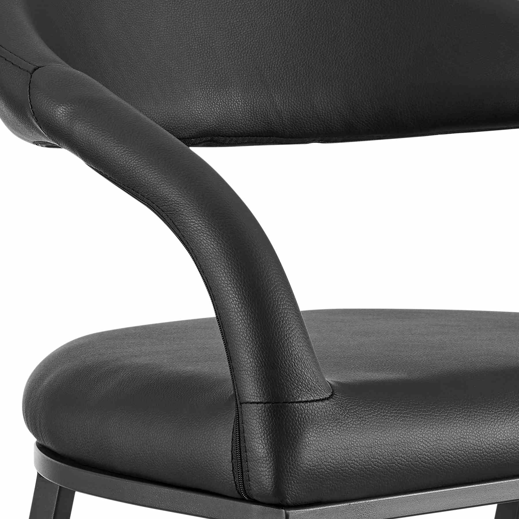 Ramona 26" Counter Stool with Matte Black Iron and Black Faux Leather - Image 6