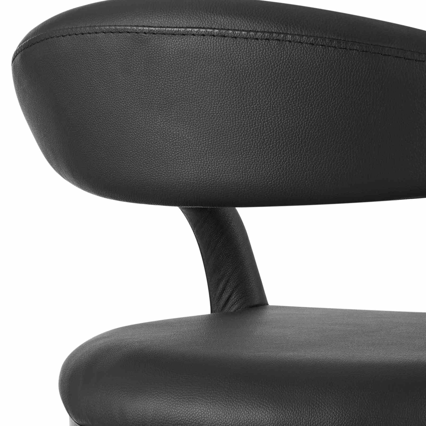 Ramona 26" Counter Stool with Matte Black Iron and Black Faux Leather - Image 7