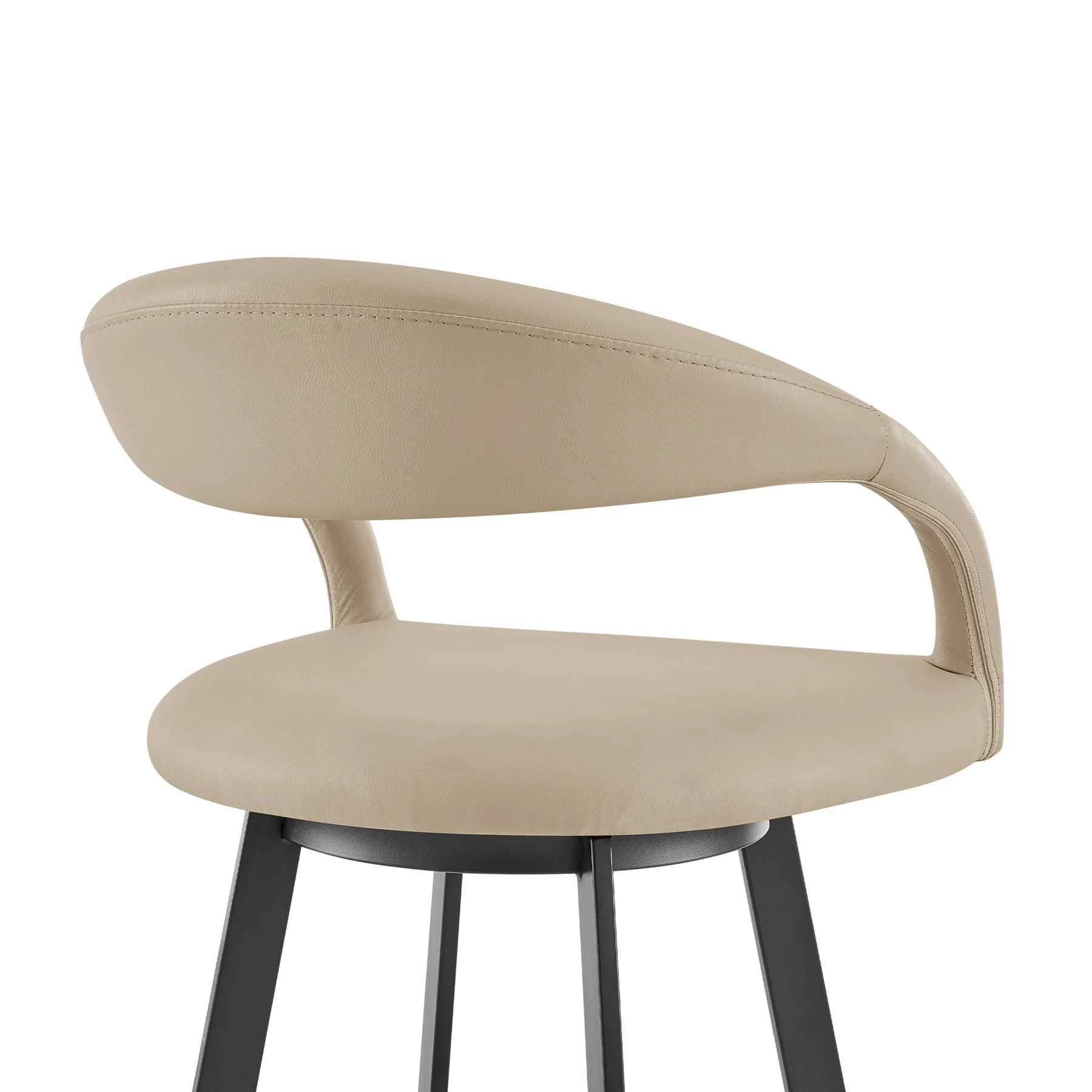 Ramona 26" Swivel Counter Stool with Matte Black Iron and Beige Faux Leather - Image 5