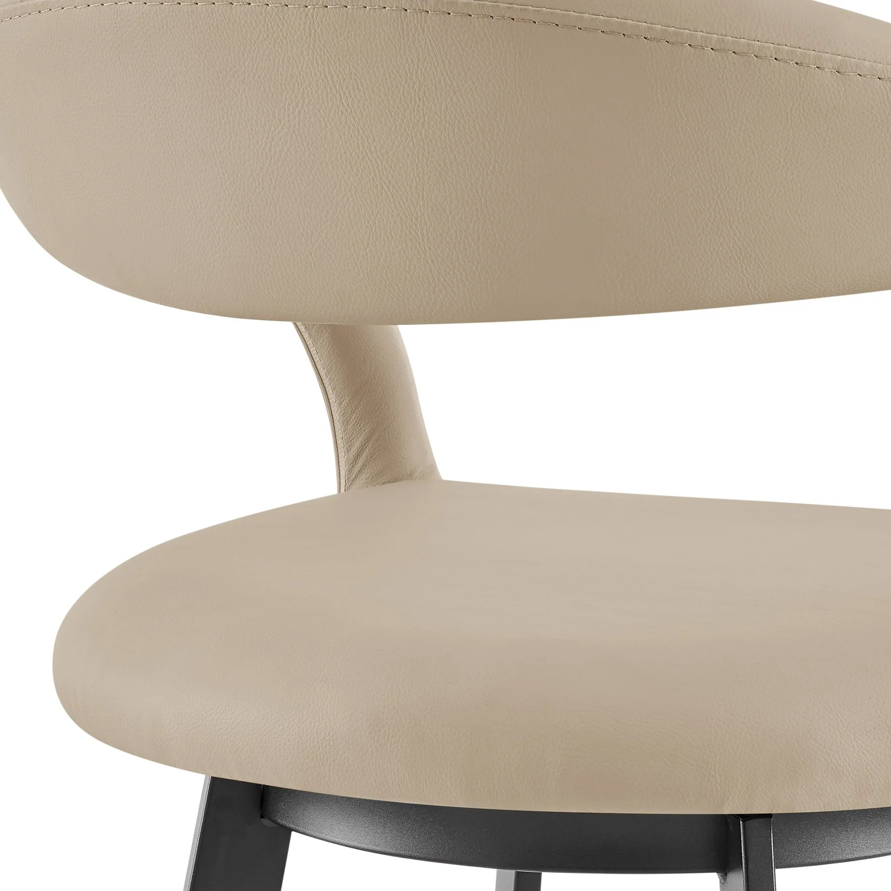 Ramona 26" Swivel Counter Stool with Matte Black Iron and Beige Faux Leather - Image 7