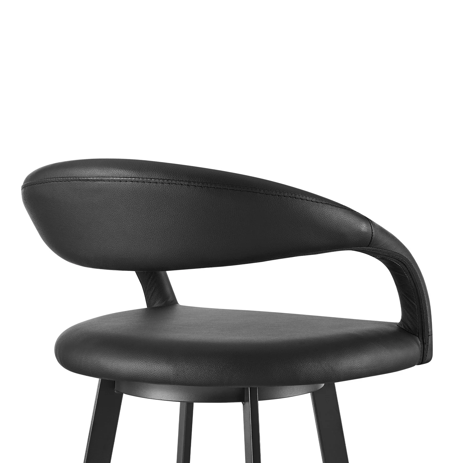 Ramona 26" Swivel Counter Stool with Matte Black Iron and Black Faux Leather - Image 5